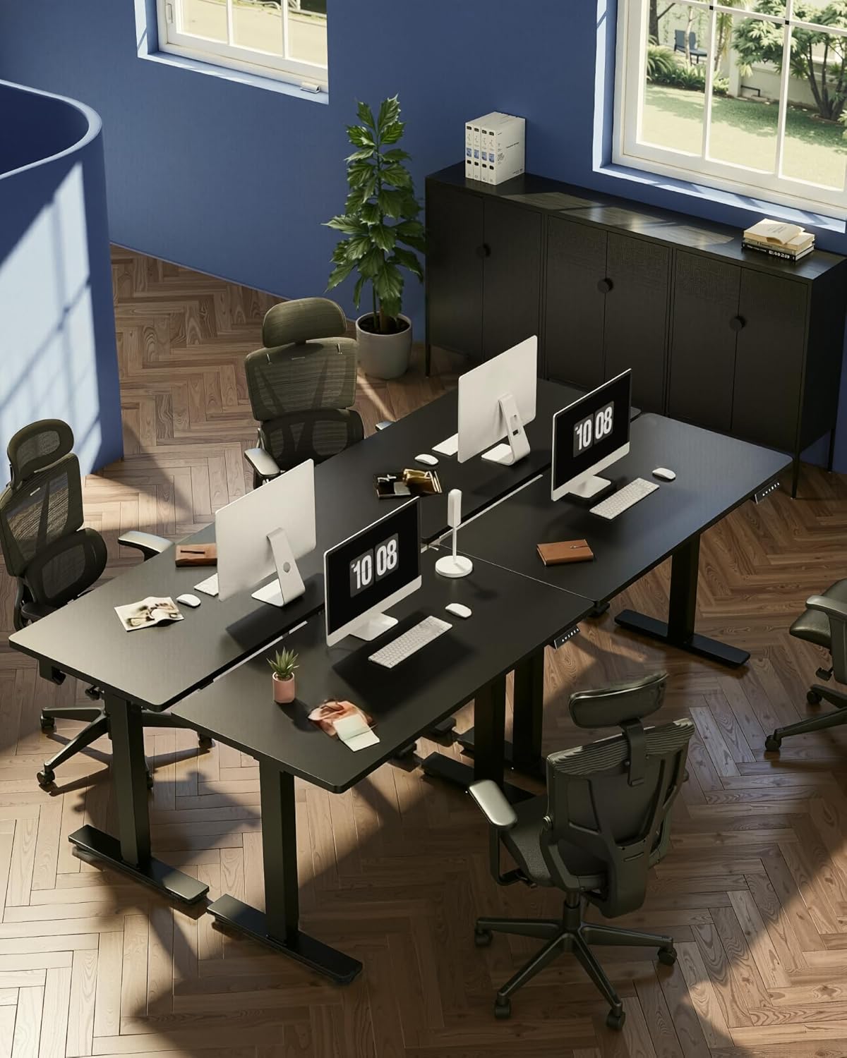 FLEXISPOT EN1 One-Piece Standing Desk, Electric Adjustable with 4 Memory Presets, 176 LBS Capacity, Stable & Quiet, Seamless Desktop for Home Office & Dual Monitors, 48"x24" Black