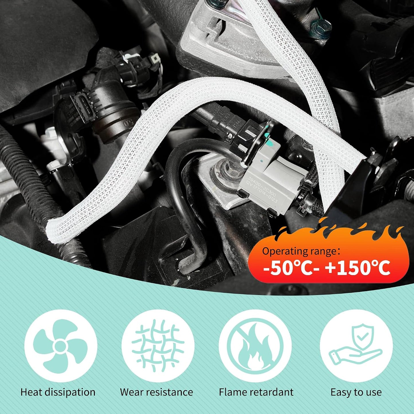 Split Wire Loom 1/2 Inch 25ft, Braided Cable Sleeve for Cable Management, Cord Protector for Pets, TV, Desk & Automotive, White