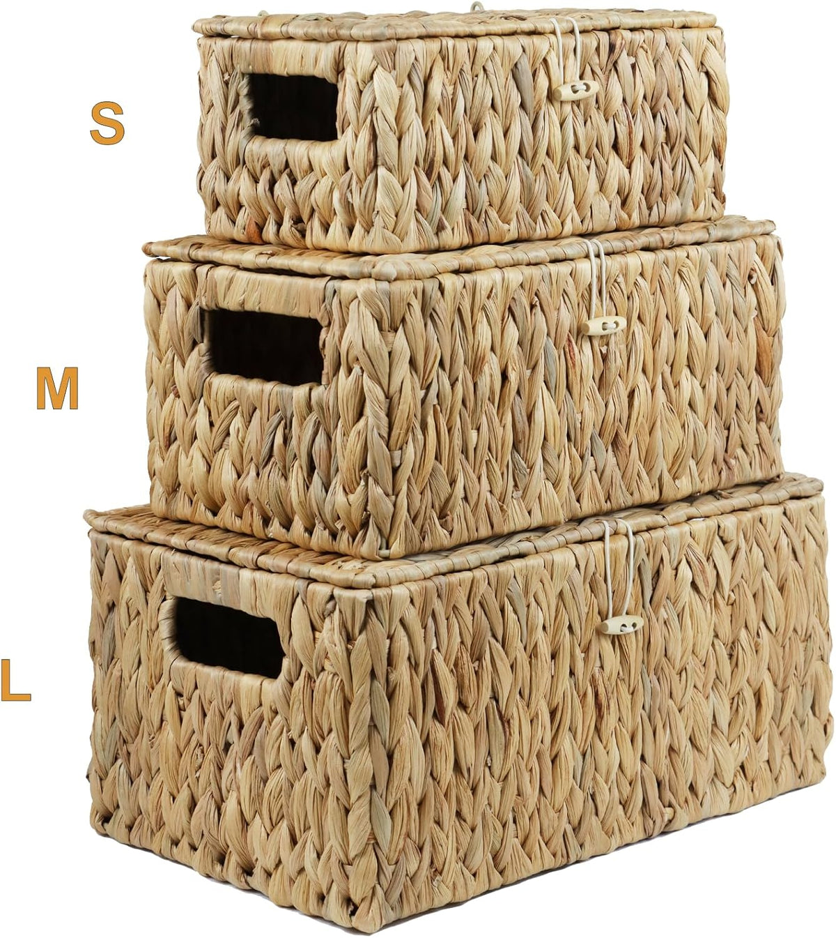 ORDELITE Water Hyacinth Wicker Storage Basket with Lid, Large