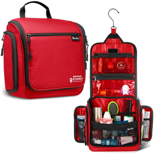 Travel Toiletry Bag for Men and Women - Large Hanging Toiletry Organizer - Waterproof Hygiene Bag with Metal XXL Swivel Hook, with Sturdy Zippers and 19 Compartments for Toiletries, Makeup, Cosmetics