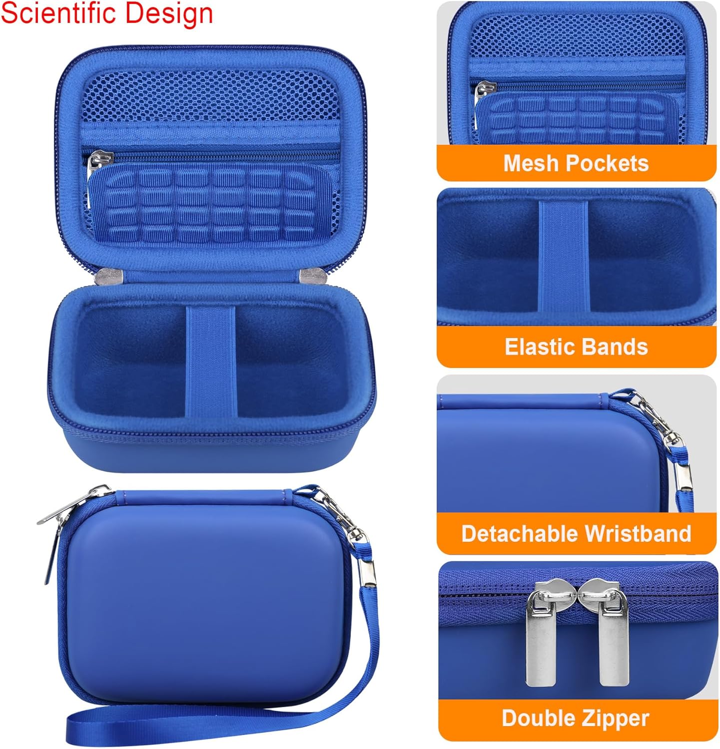 Elonbo Camera Carrying Case for KODAK PIXPRO FZ55 / FZ53 / FZ45 / FZ43 16MP Digital Camera, Vlogging Camera Storage Holder Travel Bag, Mesh Bag Fits Batteries, Cable, Memory Card, Blue