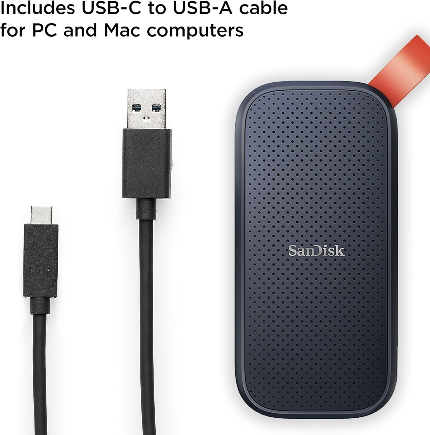 SANDISK 1TB Portable SSD - Up to 800MB/s, USB-C, USB 3.2 Gen 2, Updated Firmware - External Solid State Drive - SDSSDE30-1T00-G26