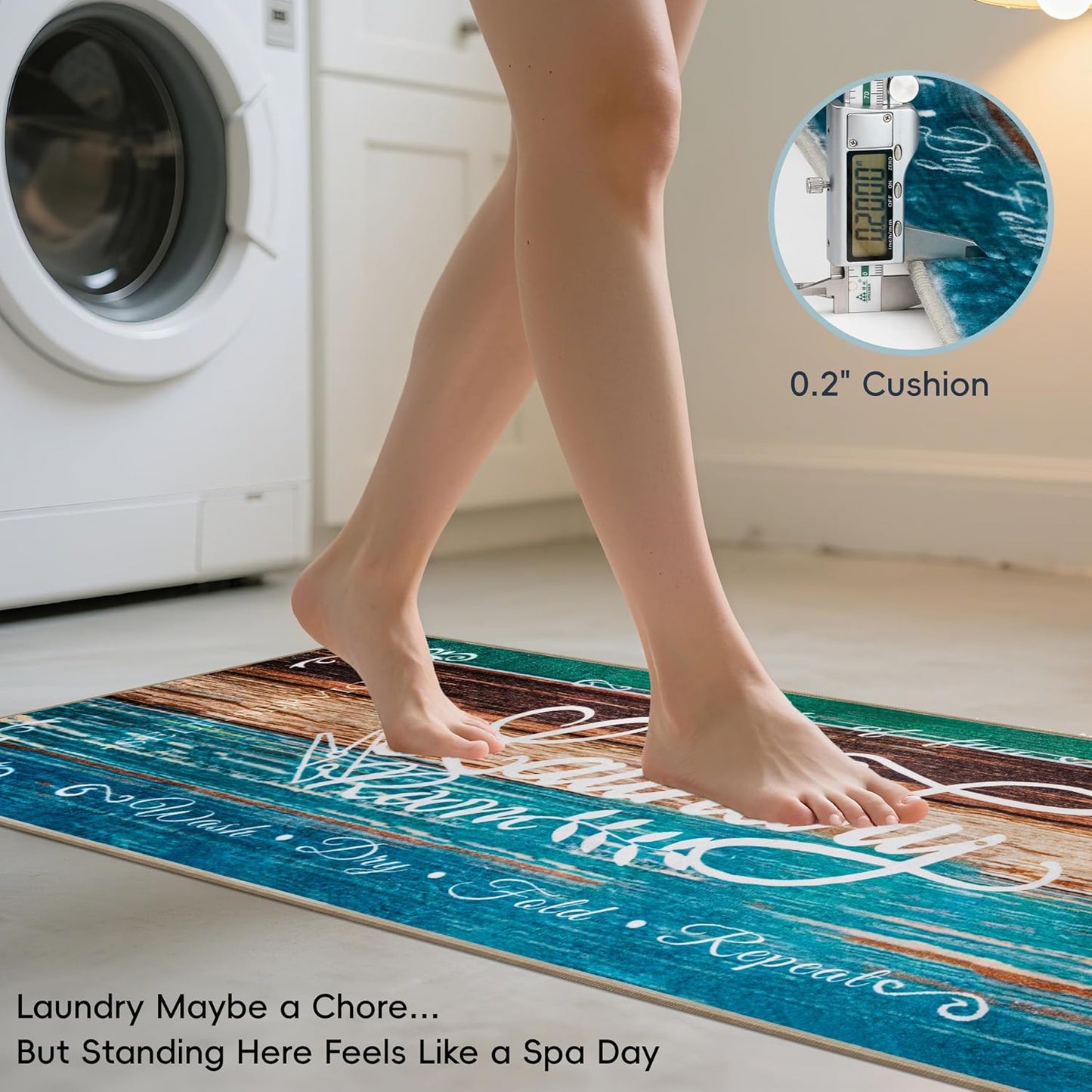 Laundry Room Rug 20"x47" – Stylish Non-Slip Runner Mat with TPE Backing, Durable & Washable Soft Laundry Rugs, Cushioned Comfortable Floor Mat for Laundry Room Organization, Kitchen Mat Runner Decor