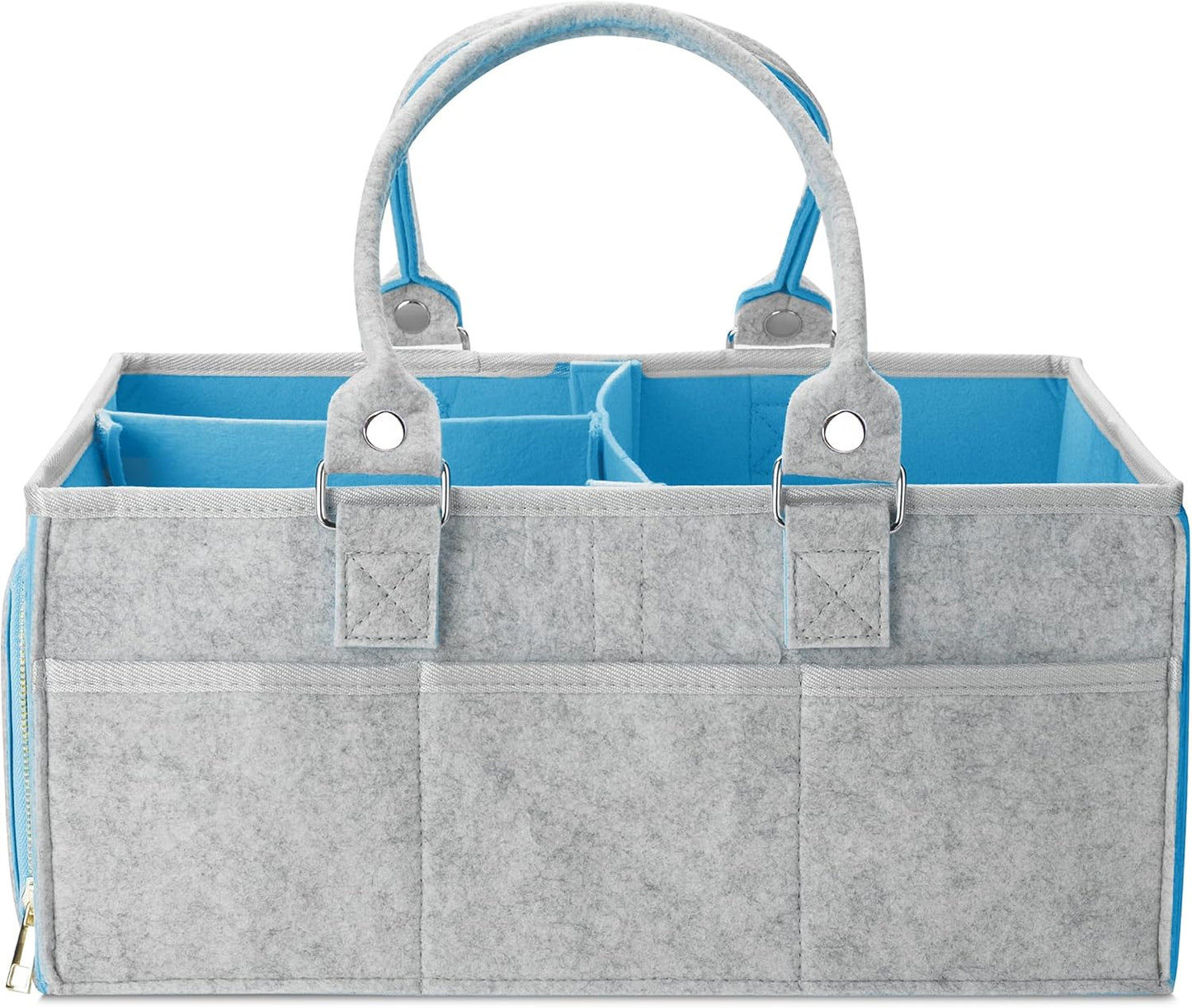 Mr. Pen- Baby Diaper Caddy Organizer, Gray, Blue Inside, Nursery Storage Bin and Car Organizer for Diapers and Baby Wipes