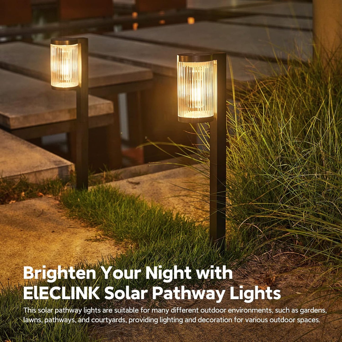 ELECLINK Solar Pathway Lights Outdoor, 6 Pack Upgraded Outdoor Solar Lights for Outside Super Bright Up to 12Hrs, IP65 Waterproof Solar Garden Lights for Yard Path Sidewalk Driveway Landscape Lighting