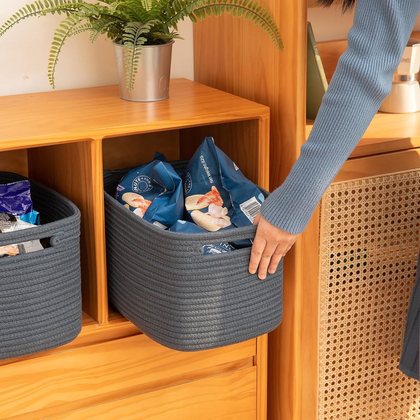 OIAHOMY 4 Pack Storage Baskets for Organizing 15L Cube Storage Bins Blue