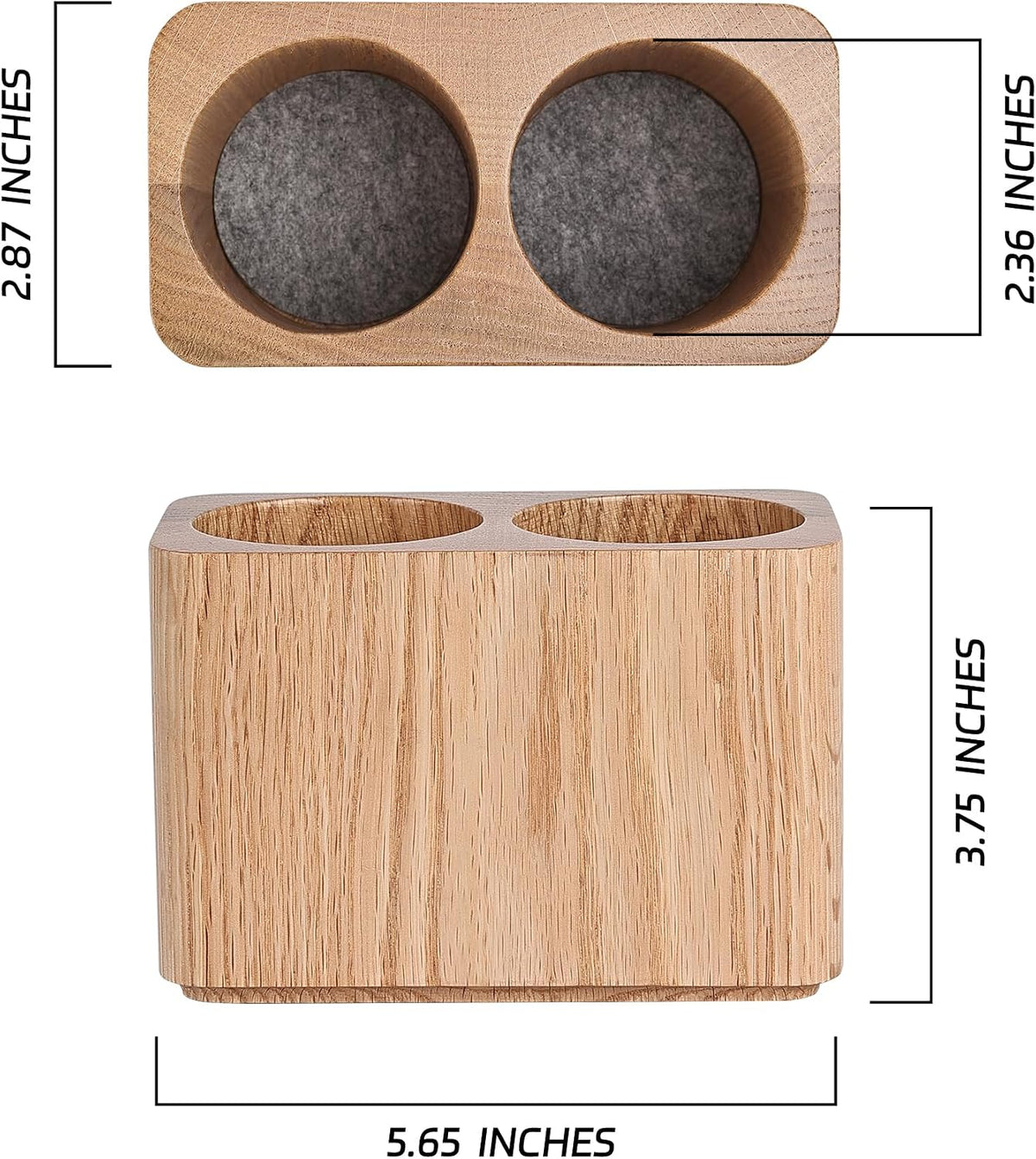 Oak Solid Wood Pen &Pencil Holder for Desk, Office Stationery Organizer, Table Pencil Cup Stand,Desk Accessories Holder, Two Cups Practical Design. (Nature Oak)