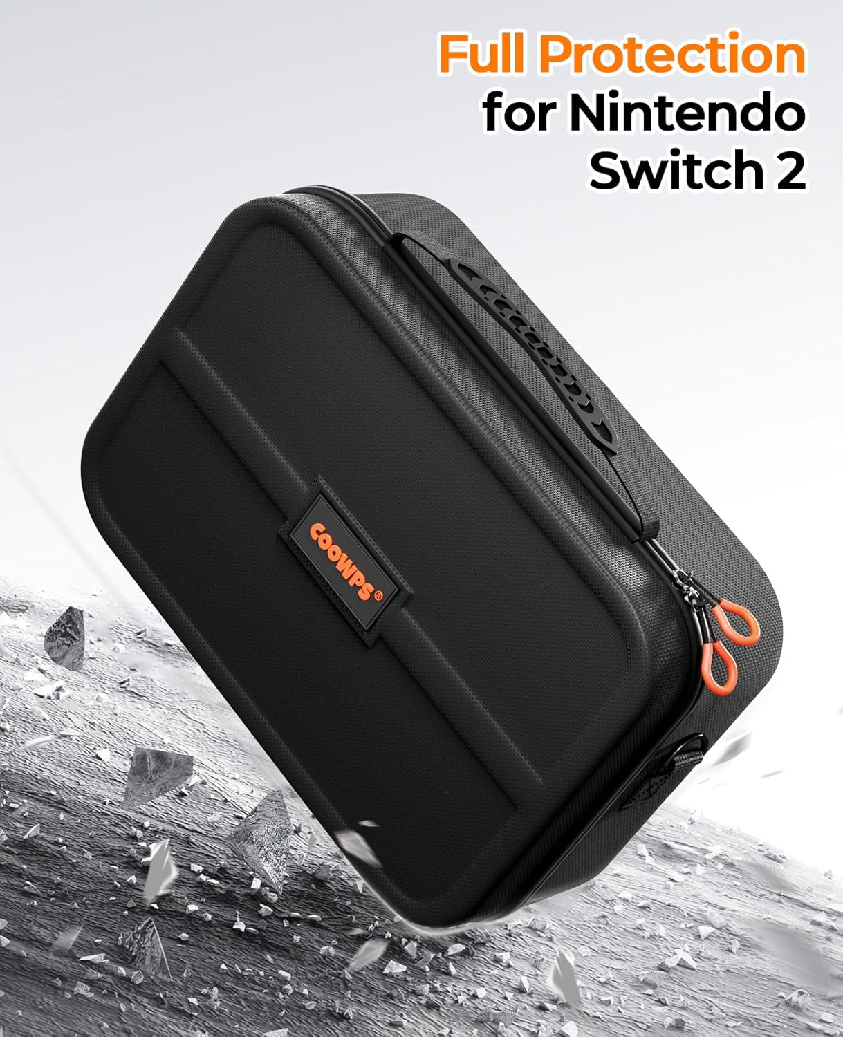 COOWPS Switch 2 Case for Nintendo Switch 2, with 4Pcs Thumb Grips, 20 Game Card Slots, Portable Full Protection All In One Travel Storage Case for Switch 2 Console Pro Controller Accessories