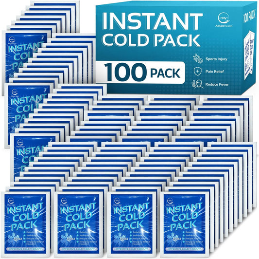 100 Pack Instant Ice Packs for Injuries, Disposable First Aid Cold Packs