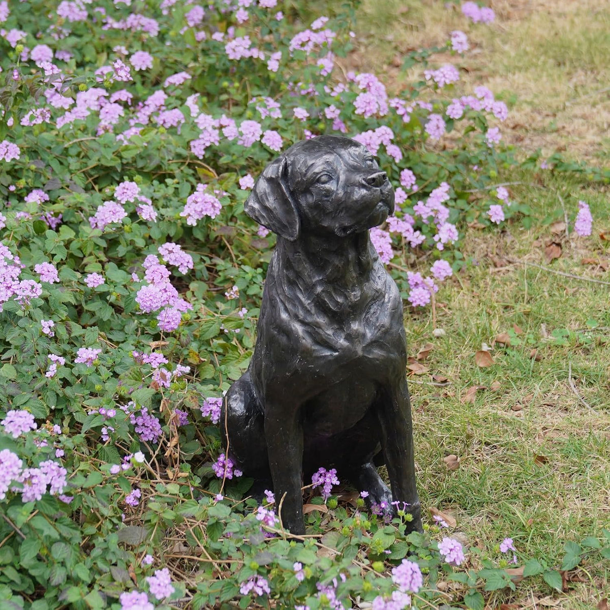 Garden Statue Outdoor Decorations Dog-Figurine – 19inch Black Labrador décor Sculpture Sitting Statue Resin Sculpture for Patio Lawn Yard Porch Garden 12.25L*8.25W*19H