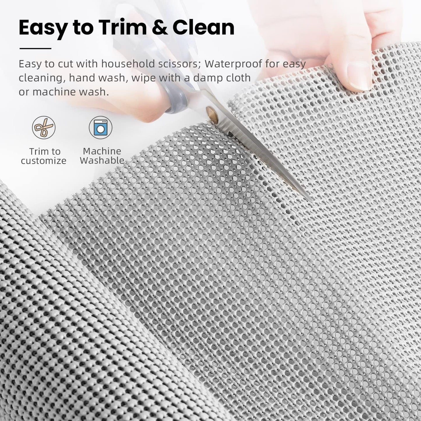 BAGAIL Non-Adhesive Shelf Liner, Thick Strong Grip Drawer Liners for Kitchen Cabinets, Heavy-Duty Easy Cut Cabinet Liners for Shelves, Pantry, Bathroom Cupboards - 12" x 20FT, LightGrey