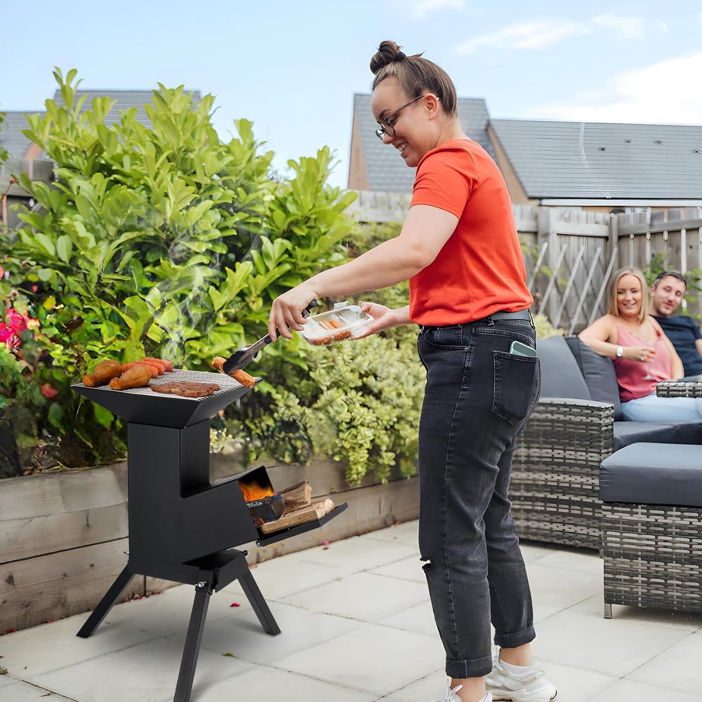 Stanbroil 3 in 1 Rocket Stoves with Grill Rack, Griddle and Pot Cooking Stand, Heavy Duty Wood Burning Stoves for Cooking, Camping wood Stove Kit for Off-Grid Supply, Outdoor Grilling Event