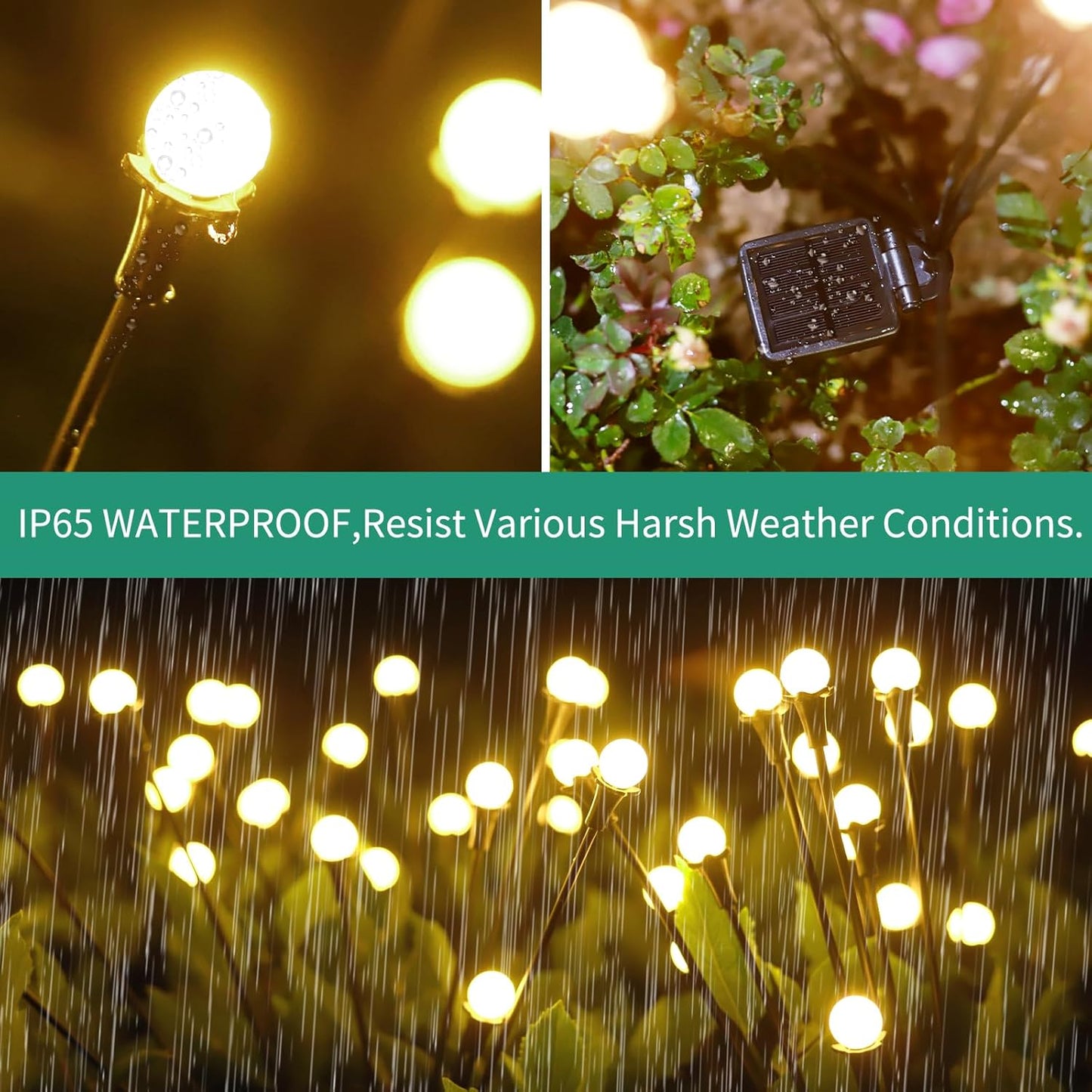 vignuto Solar Lights Outdoor Waterproof 4 Pack of 32 LEDs Garden Patio Firefly Decoration Unique Gifts Women Grandparents