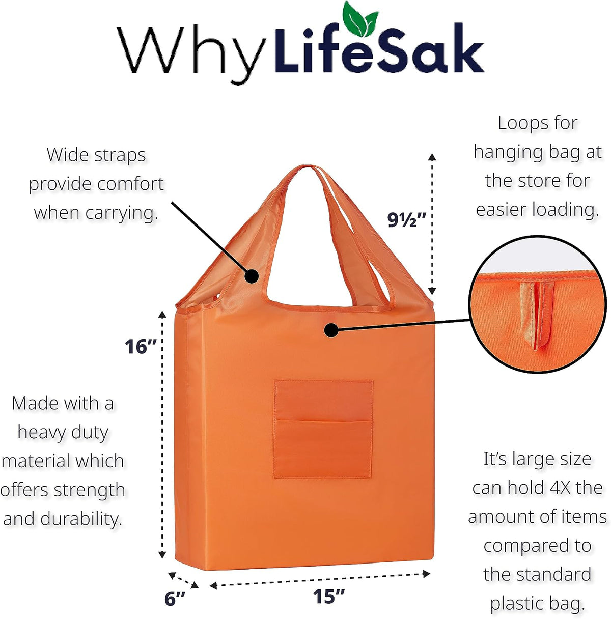 Reusable Shopping Bags - Large, Foldable, Eco-Friendly, Water-Resistant, Grocery Tote - Assorted Colors Collection - Set of 6
