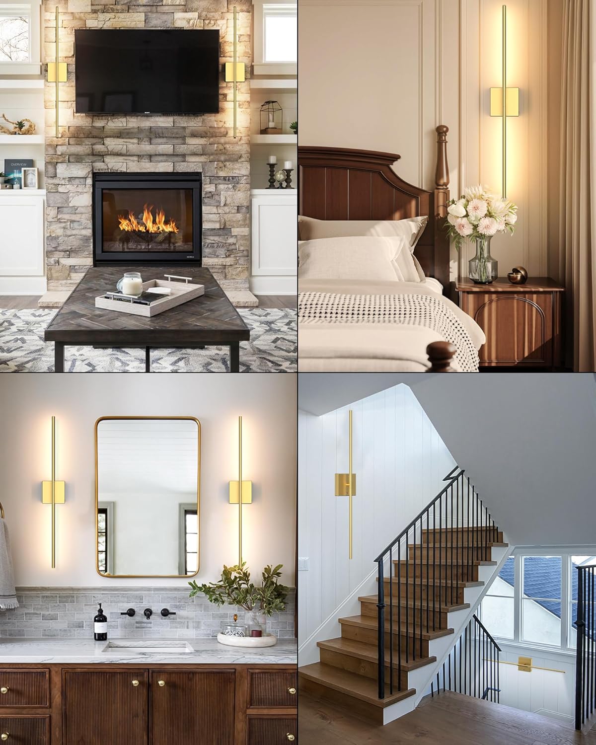 Battery Powered Wall Sconce Set of Two: Gold Wireless Rechargeable Wall Lights with Touch and Remote Control, 360°Rotatable 4CCT Dimmable Cordless Scone Lighting Decor for TV Wall Bedroom Bathroom