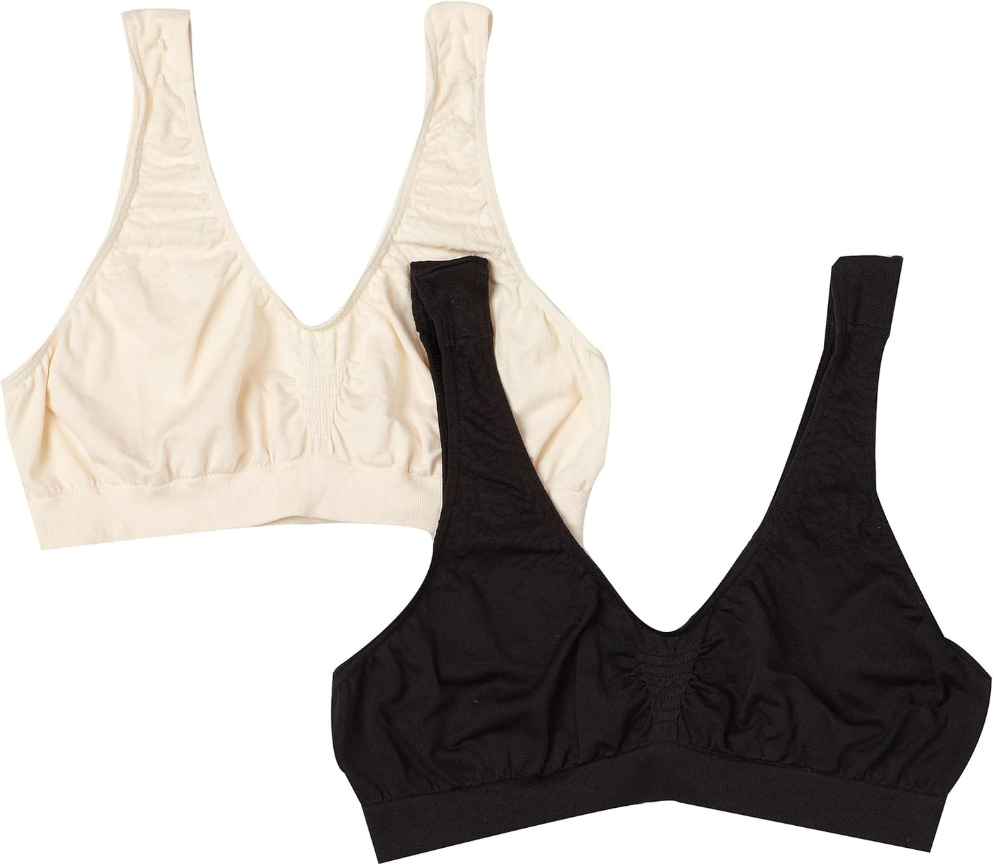 Bali Women's Microfiber Bralette Pack, Comfort Revolution Seamless T-Shirt Bra, Crop Top Bralette, 2-Pack