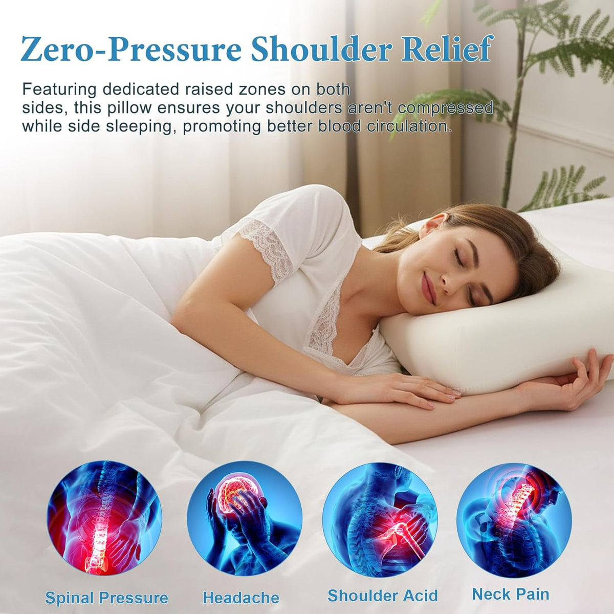 Cervical Neck Pillow for Deep Sleep – Medium Firm Cooling Memory Foam Pillow, Dual Height Ergonomic Contour for Gentle Neck & Shoulder Support, Side Back Stomach Sleepers