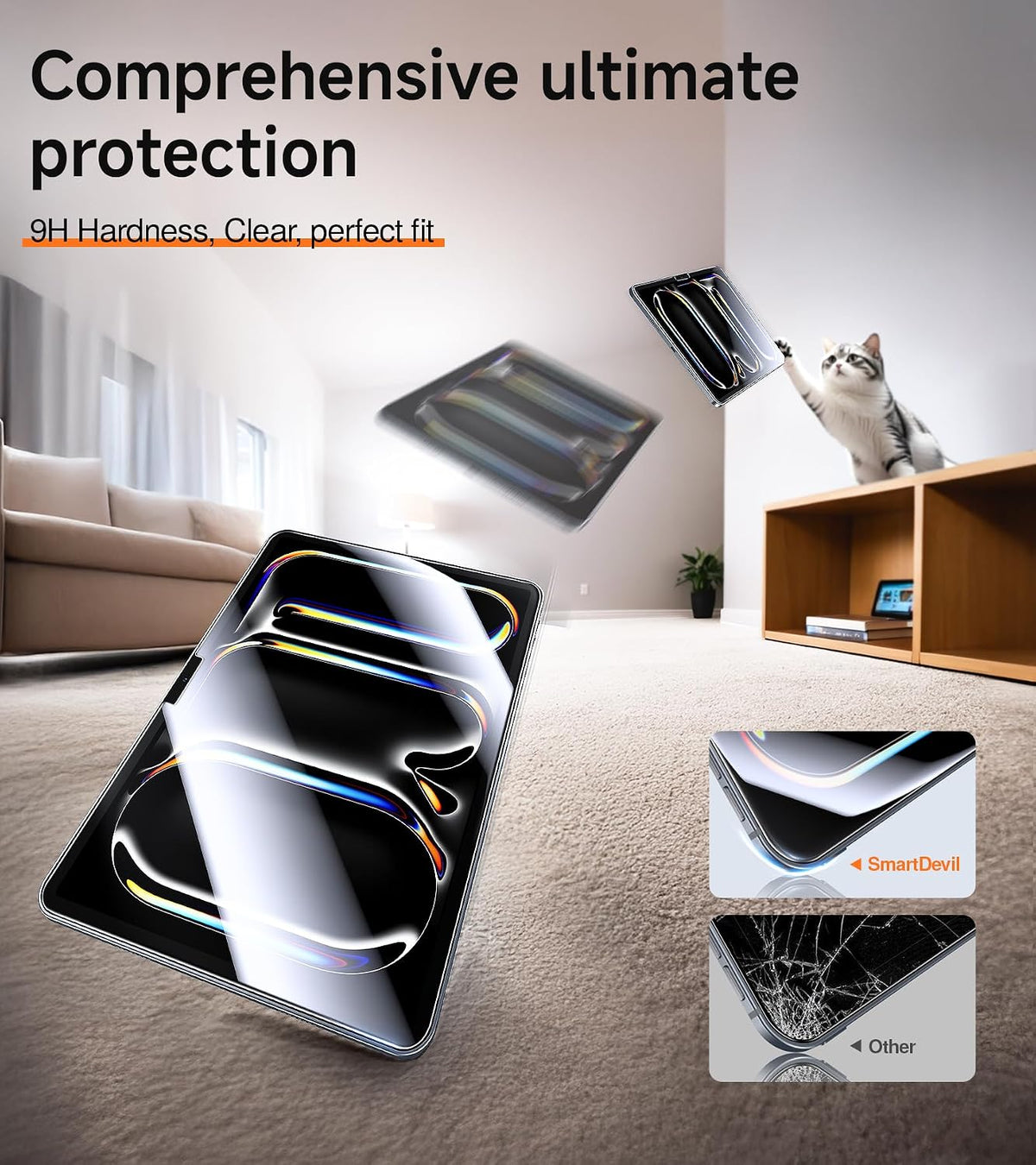 SMARTDEVIL Screen Protector for iPad Pro 11 inch (2025/2024, M5/M4) with Easy Installation Frame, 9H Clear Tempered Glass Film, Anti-Shatter, 2 Pack | Easy Installation Frame, 9H Clear Tempered Glass Film, Anti-Shatter, 2 Pack