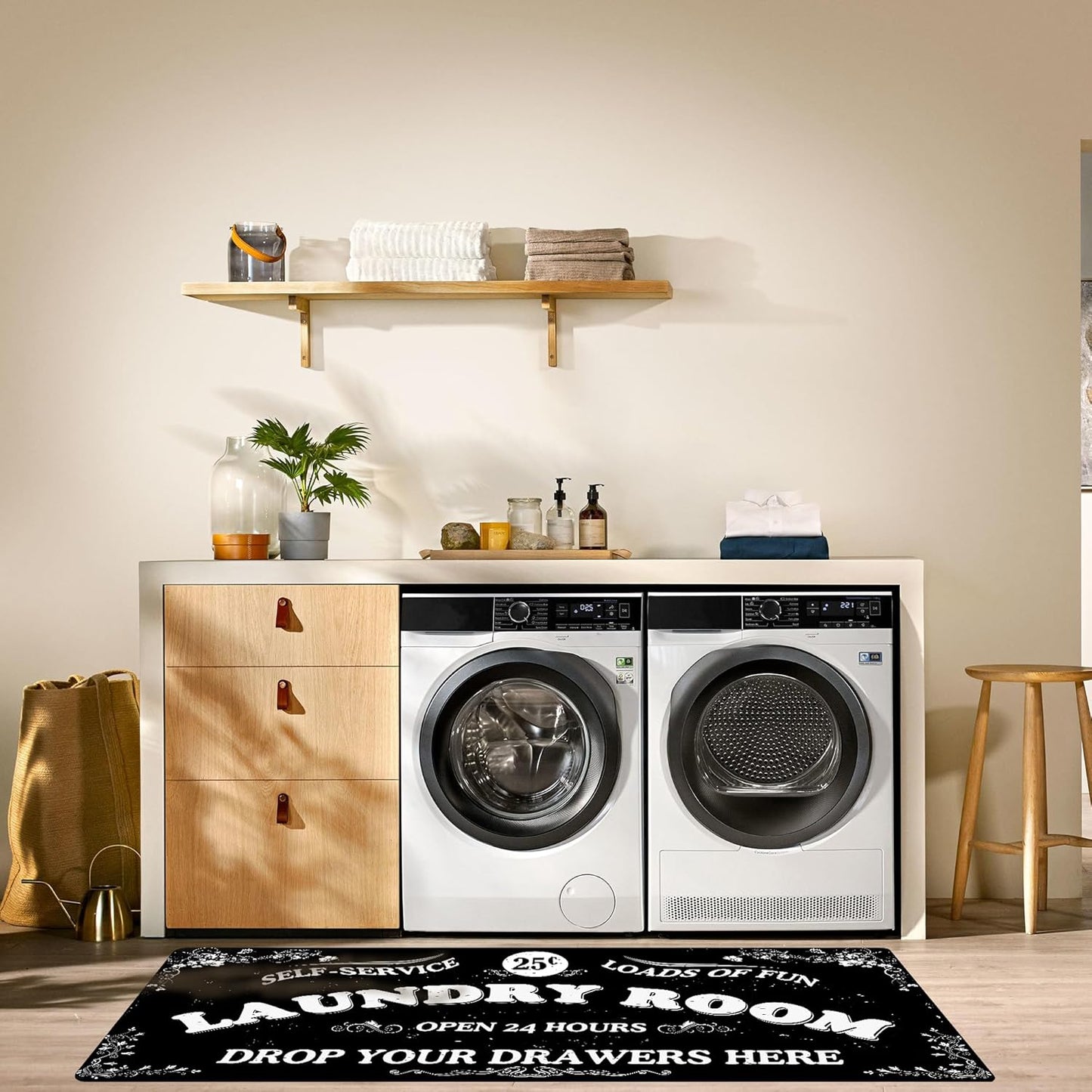 Zoke Laundry Room Rug Runner Stylish Non-Slip Laundry Room Mat 20"x47", Versatile, Waterproof Runner for Laundry, Kitchen, and Bathroom, Mudroom Decor and Farmhouse Charm