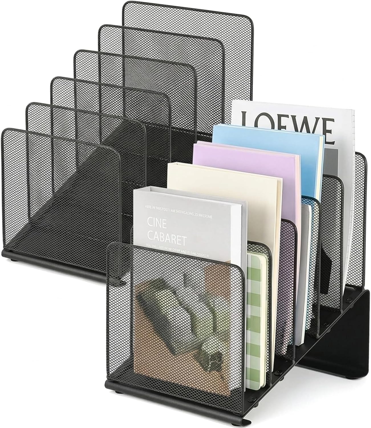 LEKETREE Purple File Organizer for Desk, Desk Organizer with 5-Section Vertical File Rack, File Folder Organizer (Purple)