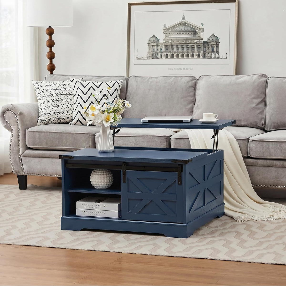 Farmhouse Lift Top Coffee Table, Wood Square Coffee Table