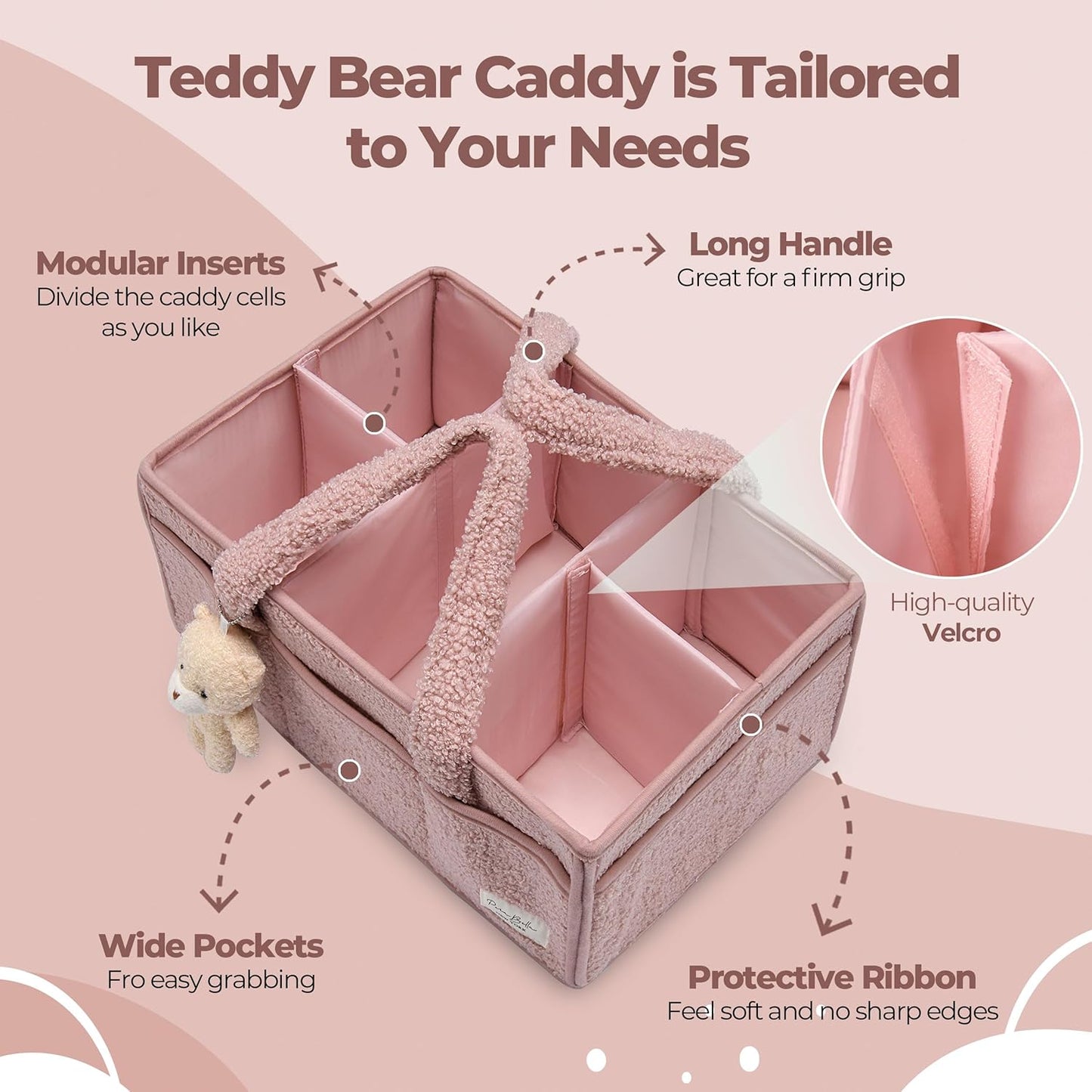 PeraBella Baby Diaper Caddy Organizer with Handle, Boy & Girl Shower Gift Basket, Portable Diaper Storage Basket Bin for Wipes, Newborn Baby Essentials Registry Search Must Haves, Car Caddy Organizer