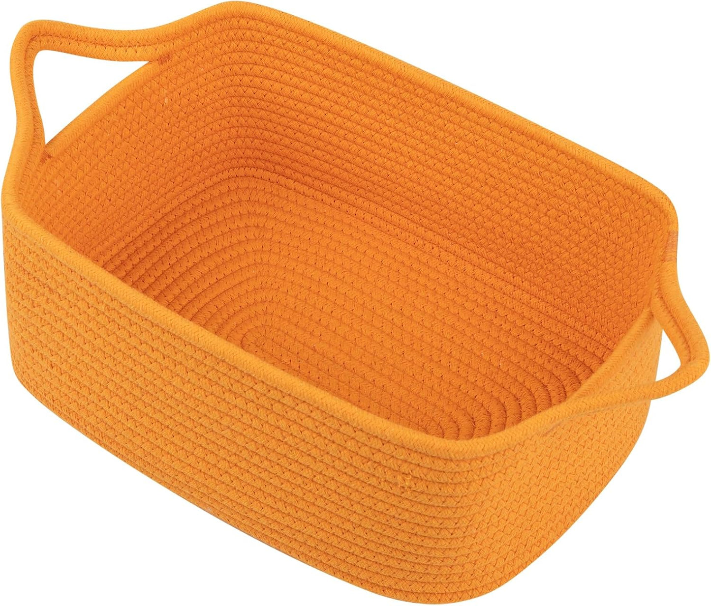 OIAHOMY Woven Basket, Gift Basket Empty with Gift Bags and Ribbons, Rope Baskets for Baby Showers, Storage Baskets with Handles for Nursery, Pet Toy Organizer - Orange