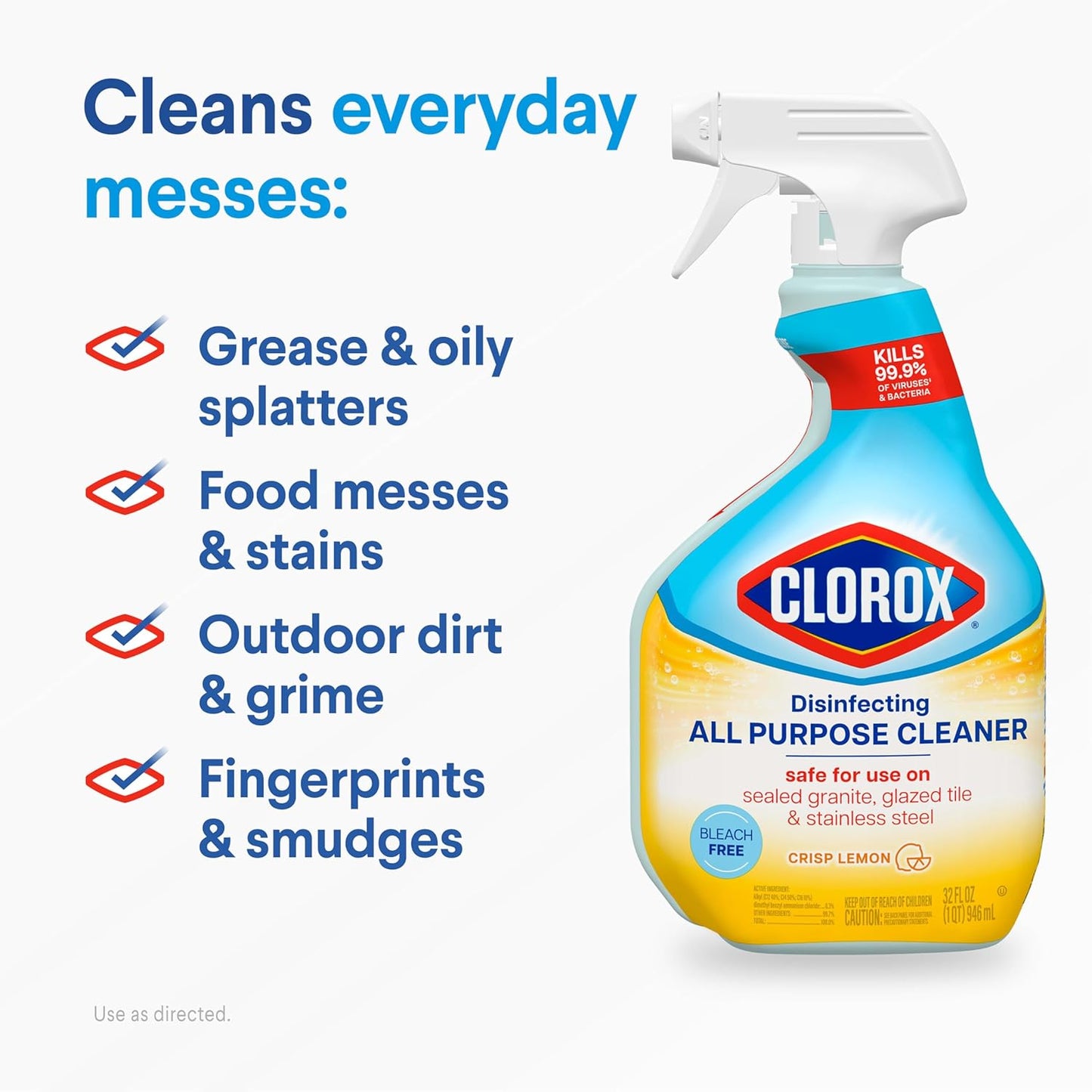 Clorox Disinfecting All-Purpose Cleaner 32 Oz and Bathroom Cleaner, Household Essentials, 30 Oz, Pack of 3