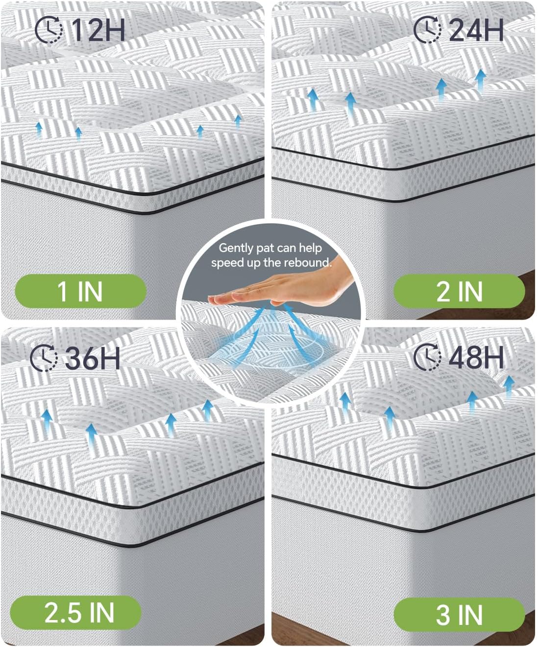 Queen Mattress Topper,3 Inch Thick Pillow Top Mattress Pad,Bamboo Rayon Breathable Cover,Soft Queen Size Shredded Memory Foam Fill Bed Topper for Comfort Sleep Full Support Pressure Relief