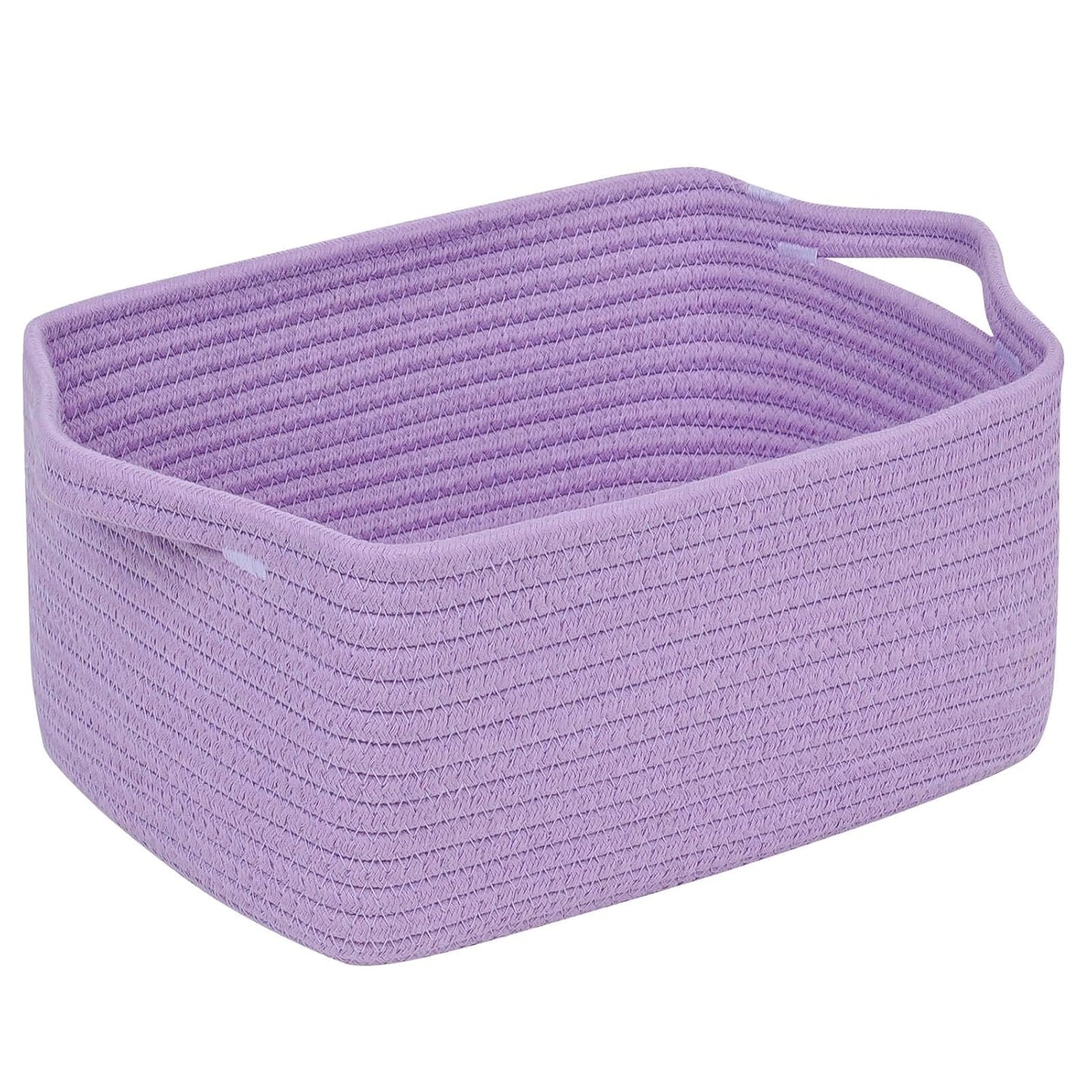 CubesLand Cube Storage Organizer Basket Bin, Cotton Rope Shelves Basket | Durable Woven Rectangular Shelf Basket for Organizing, Nursery Toys Basket, Purple Basket