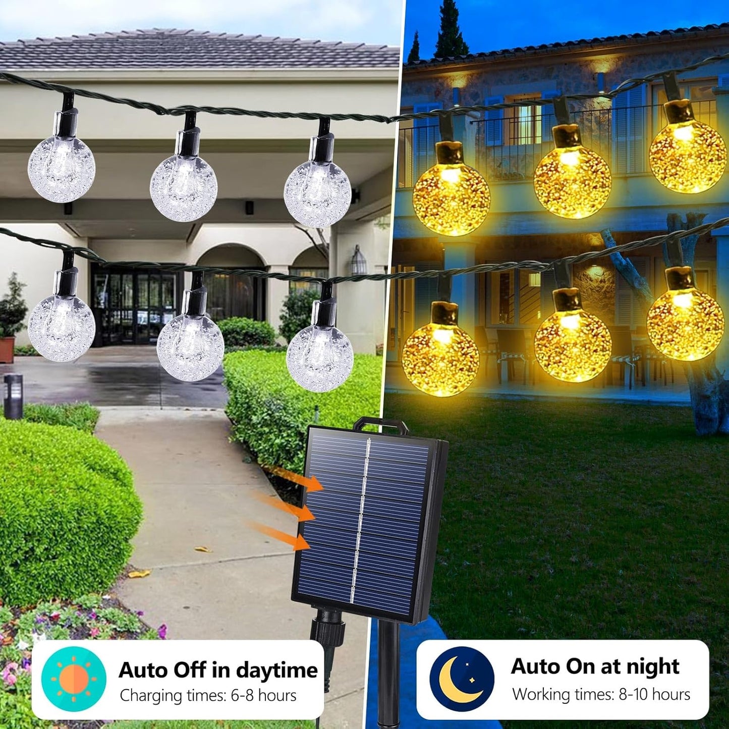 Joomer Solar String Lights Outdoor, 65FT 100LED Globe String Lights 8 Lighting Modes, Waterproof Solar Powered Patio Light for Garden Yard Porch Wedding Party Outdoor Decor (Warm White)