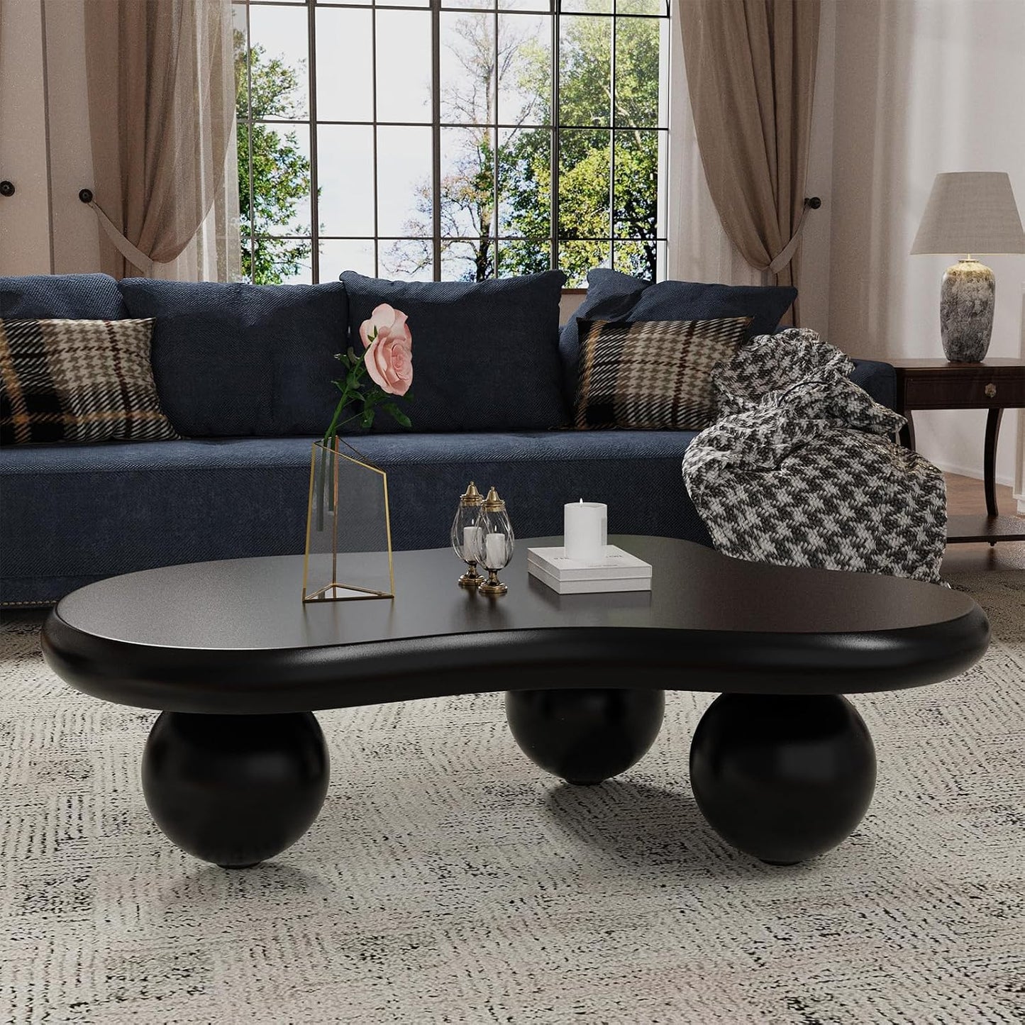 Cloud Shaped Coffee Tables (Black, Size : 46.06 x 31.1 x 13.77 inch) | Irregular Coffee Table, Modern Cloud Shape Design, Coffee Tables for Living Room, Room, Office