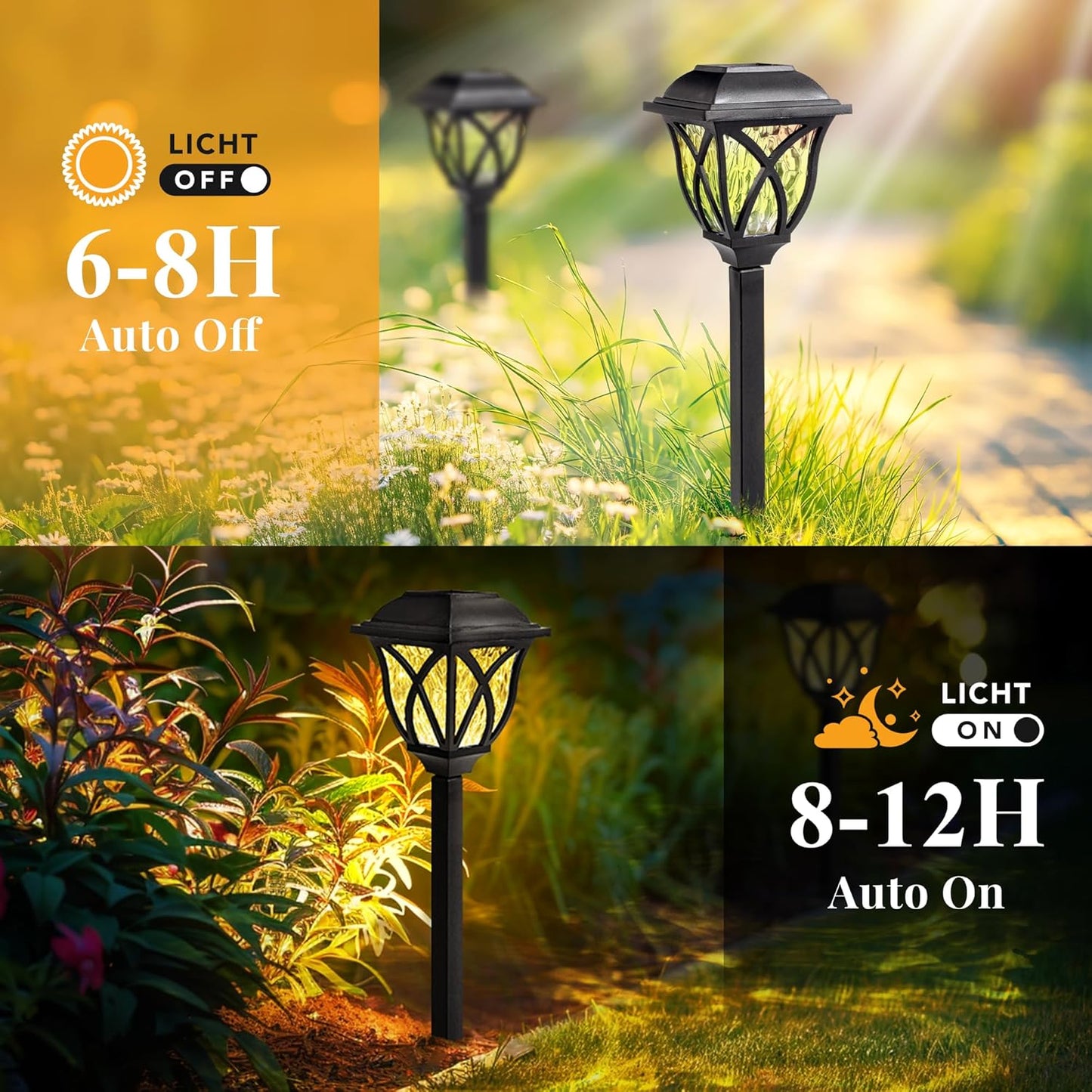 GIGALUMI 6 Pack Solar Lights Outdoor Waterproof, LED Solar Garden Lights, Outdoor Decorations, Garden Decor for Yard, Patio, Landscape, Planter, Walkway (Warm White)