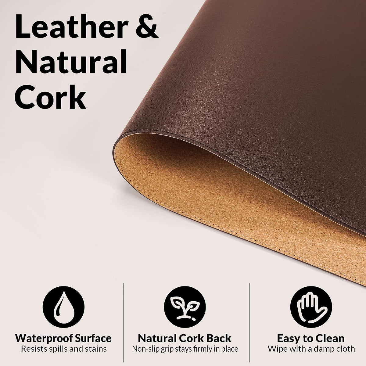 AFIING Leather Desk pad Protector, 35.4" x 17", Coffee,Desk mat