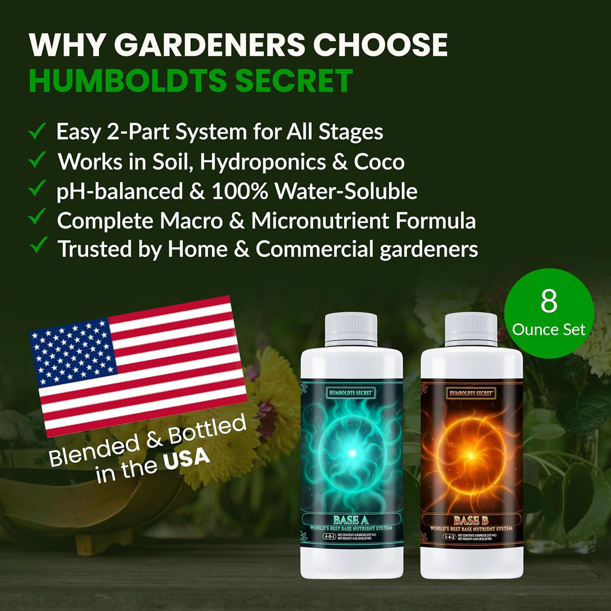 Humboldts Secret Base A & B Liquid Fertilizer, Hydroponic, 32 Ounce Set