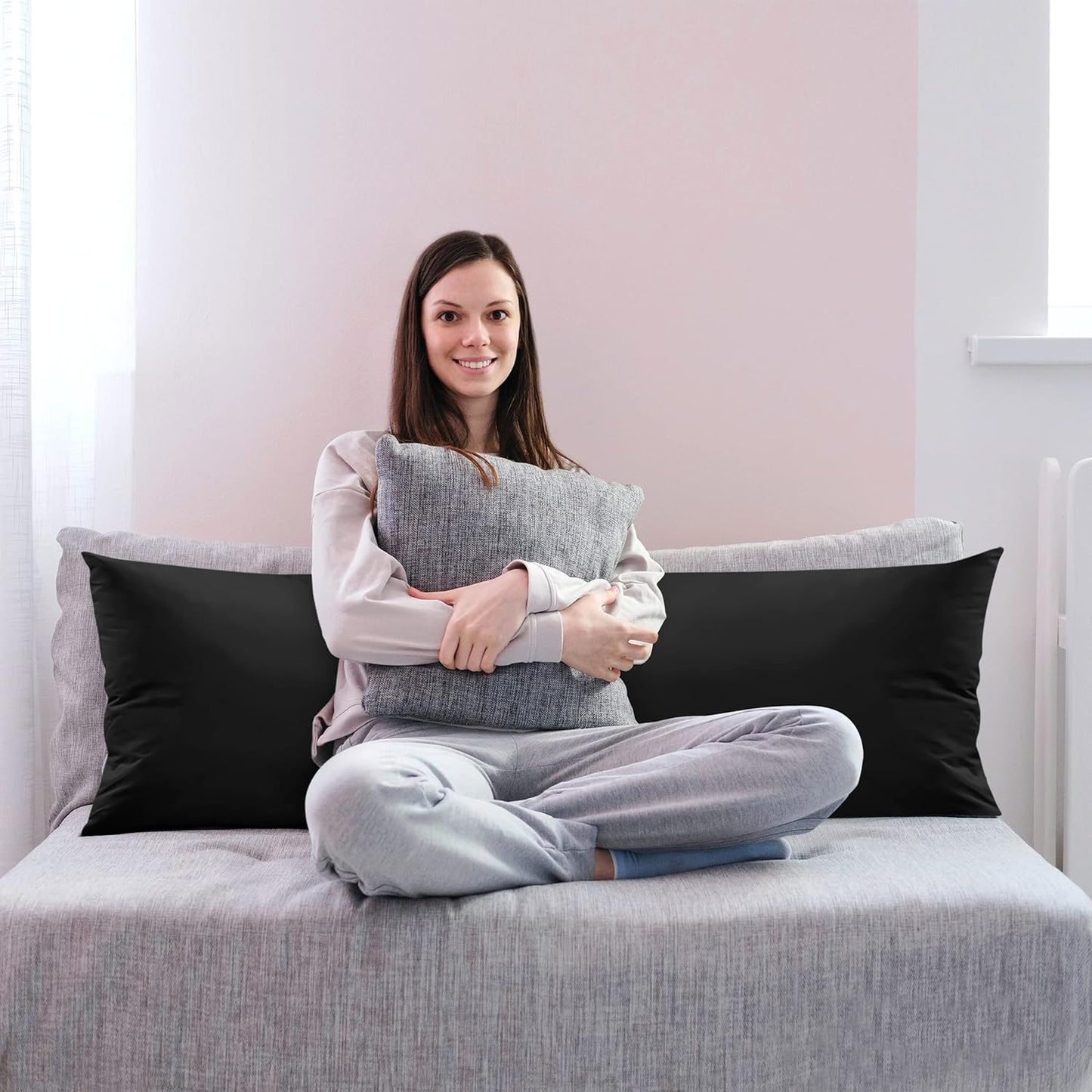 Utopia Bedding Full Body Pillow for Adults (Black, 20 x 54 Inch), Long Pillow Insert for Sleeping, Ideal for Side Sleepers