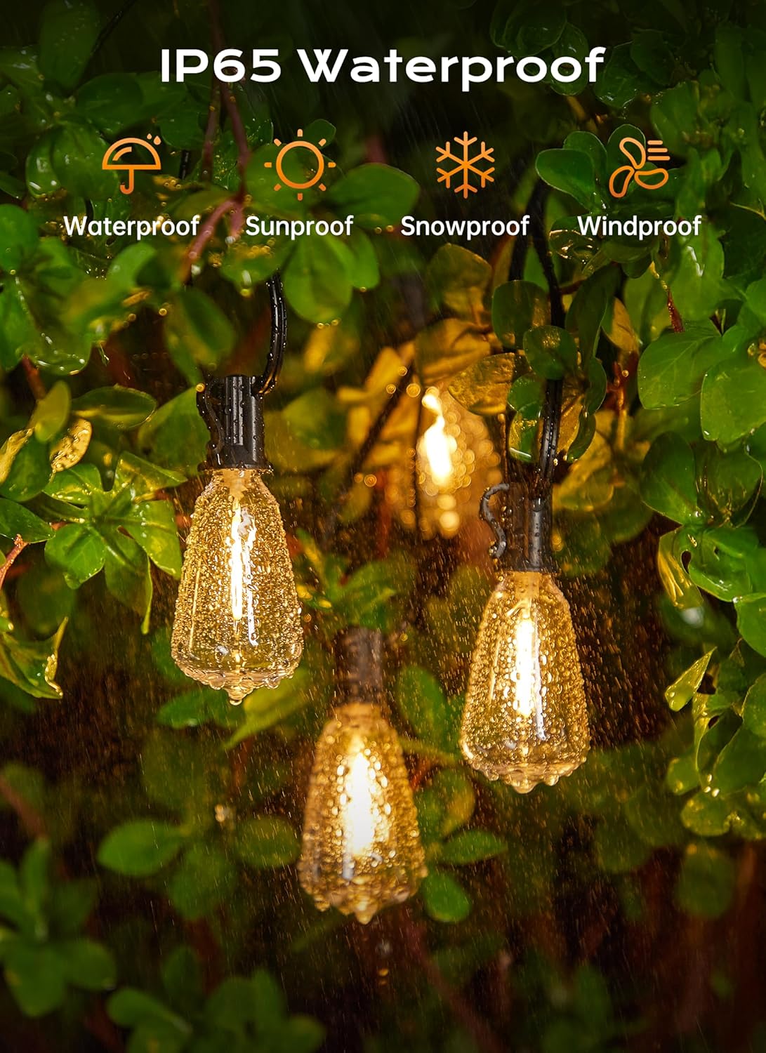 Minetom 100FT Outdoor-String-Lights with Remote, Shatterproof ST38 LED Bulbs, Waterproof Patio Lights with 3 Modes, Dimmable & Connectable 2700K Hanging Lights for Backyard Porch Deck Balcony