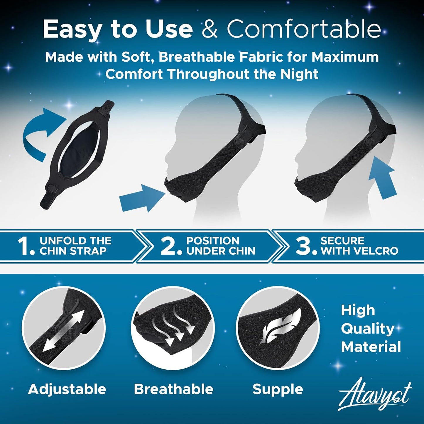 Snore Stopper - Anti Snoring Chin Strap for Men and Women CPAP Users - Chin Strap for Sleeping - Effective Snoring Solution for Excessive Snoring - Stop Snoring
