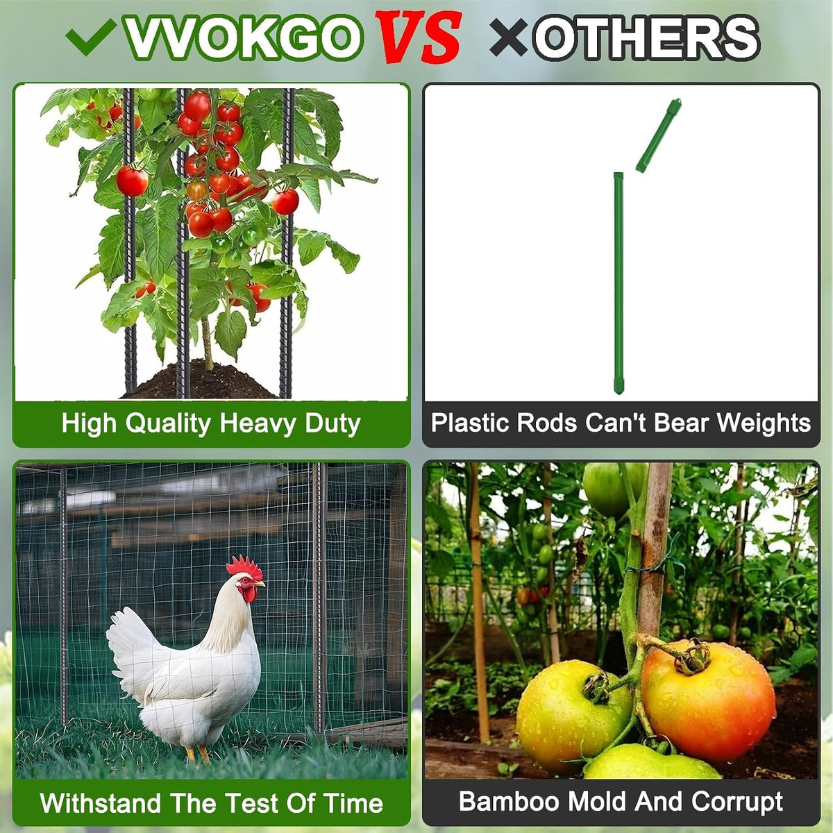 VVOKGO Straight Rebar Stakes 36 Inch Ground Concrete Form Stakes Heavy Duty