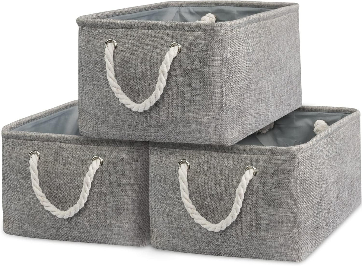 Storage Cubes, Storage Bins Baskets for Organizing 6 Pack for Organizing Toys, Clothes, Closet Baskets with Rope Handles for Nursery Home(White and Green,12"L×8"W×5"H)