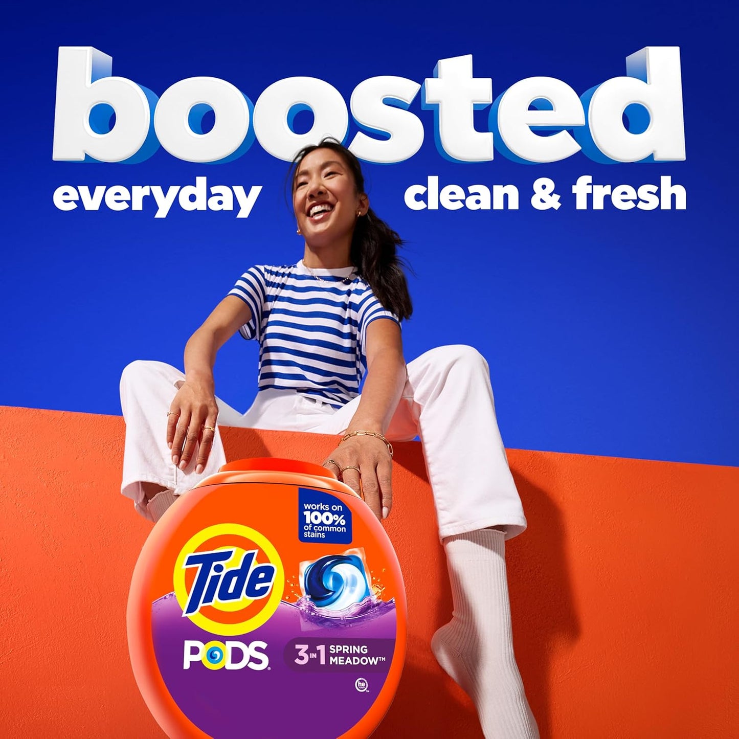 Tide PODS laundry detergent pacs, 3-in-1 Stain Remover, Odor Fighter, Color Protector, 112 Count, HE compatible, Spring Meadow Scent