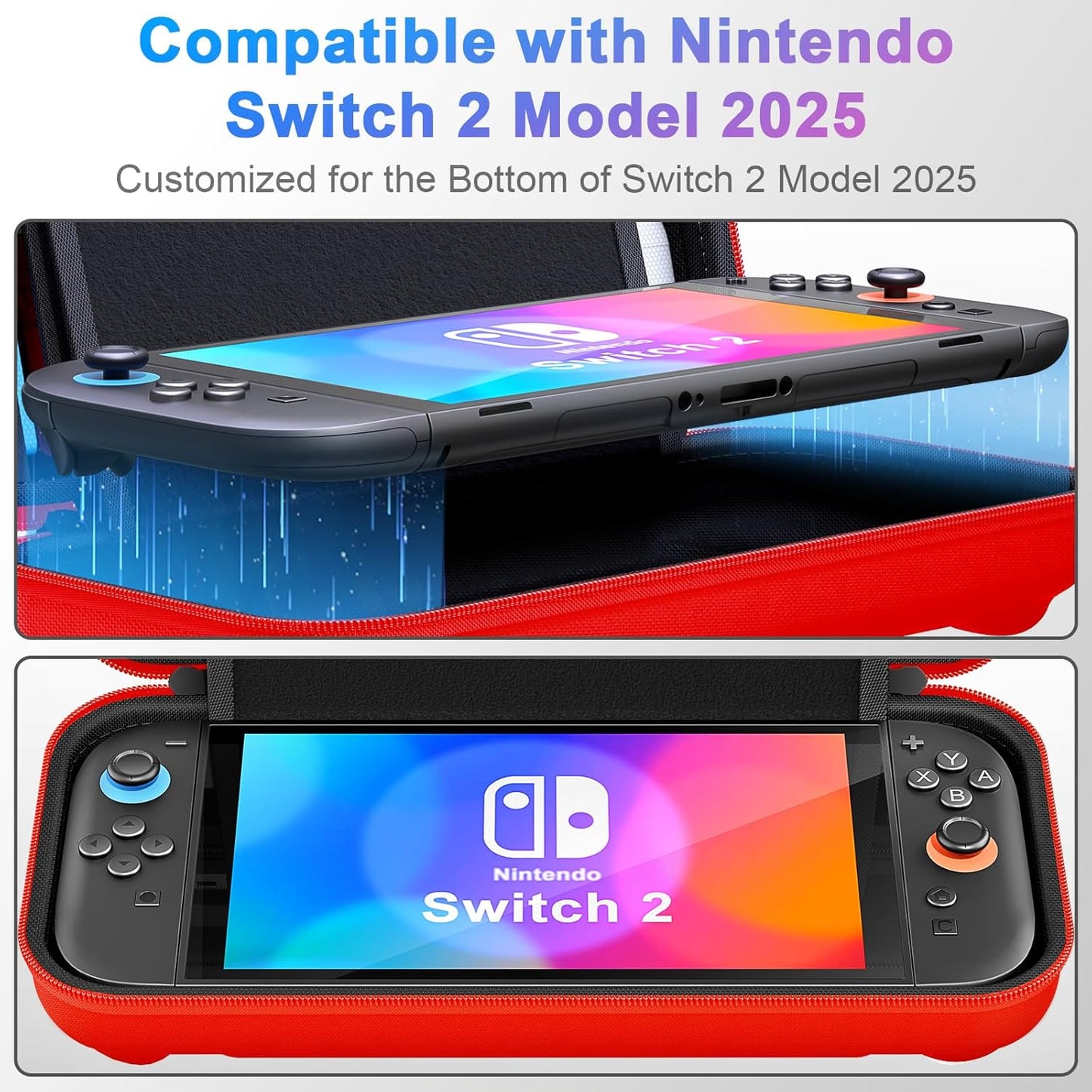 daydayup Switch Carrying Case Compatible with Nintendo Switch 2, with 24 Games Cartridges Protective Hard Shell Travel Carrying Pouch DS Case Red