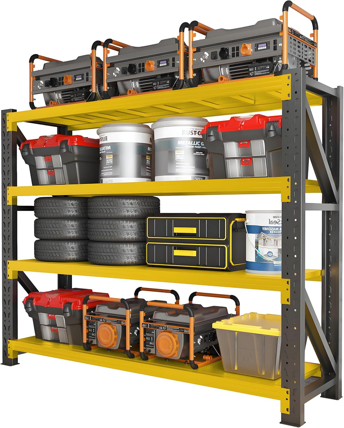 4000LBS Garage Shelving Heavy Duty, 48W X 24D X 79H Black+Yellow
