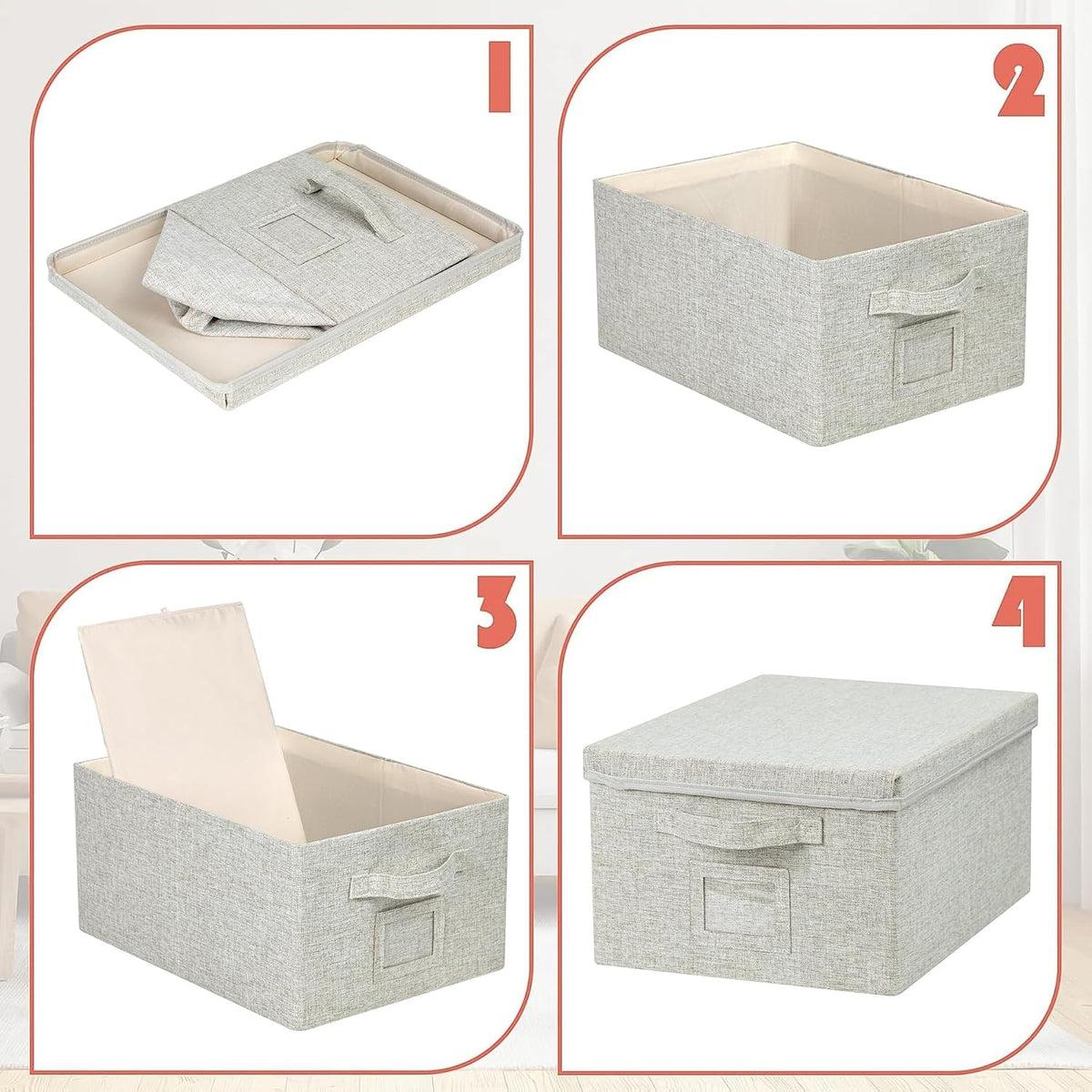 Storage Bins With Lids Closet Organizer Cabinet Box For Clothes,Toys,Shelf