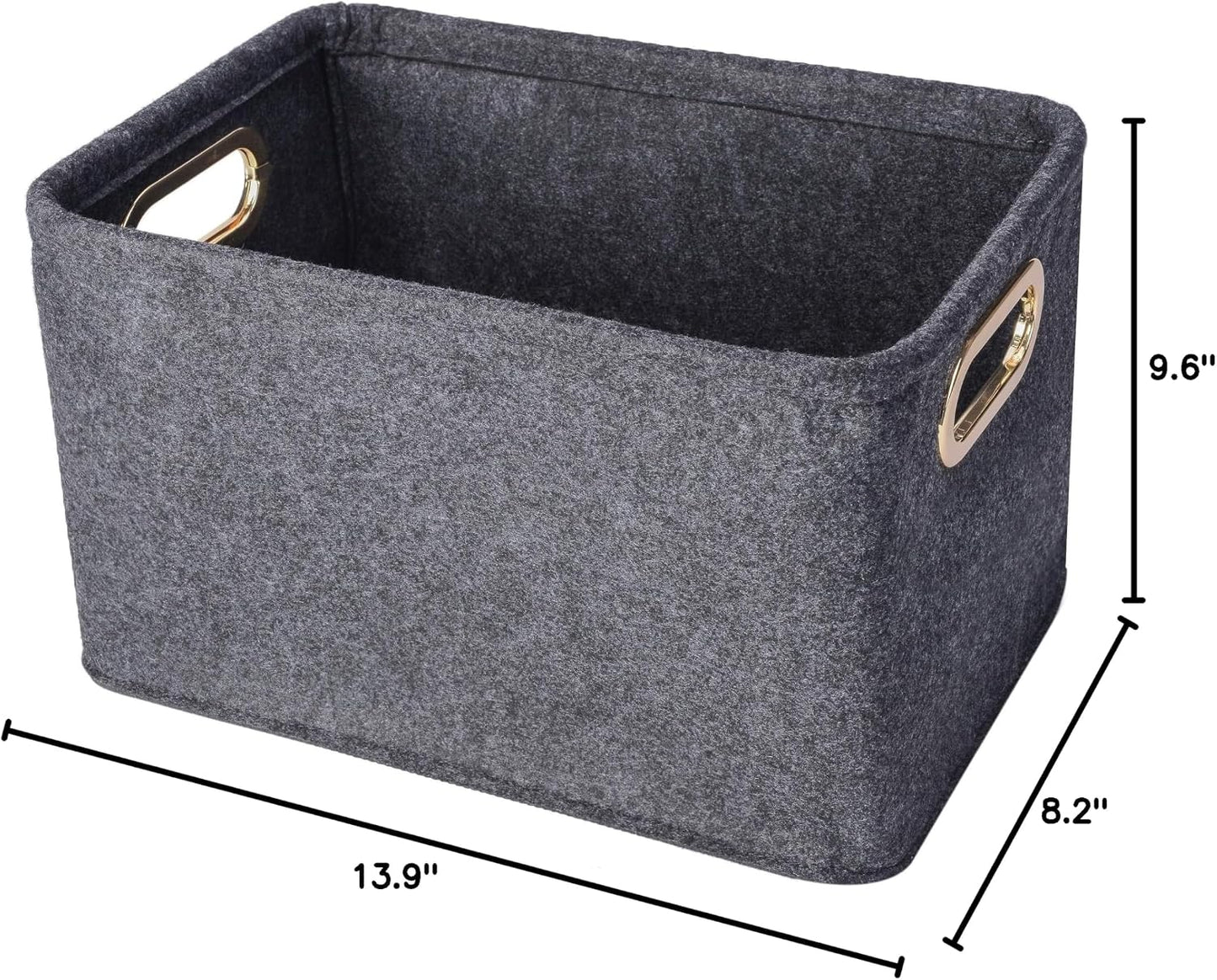 Collapsible Storage Bins Foldable Felt Fabric Storage Basket Organizer Boxes Containers with Handles Metal Handles for Nursery Toys,Kids Room,Clothes,Towels,Magazine