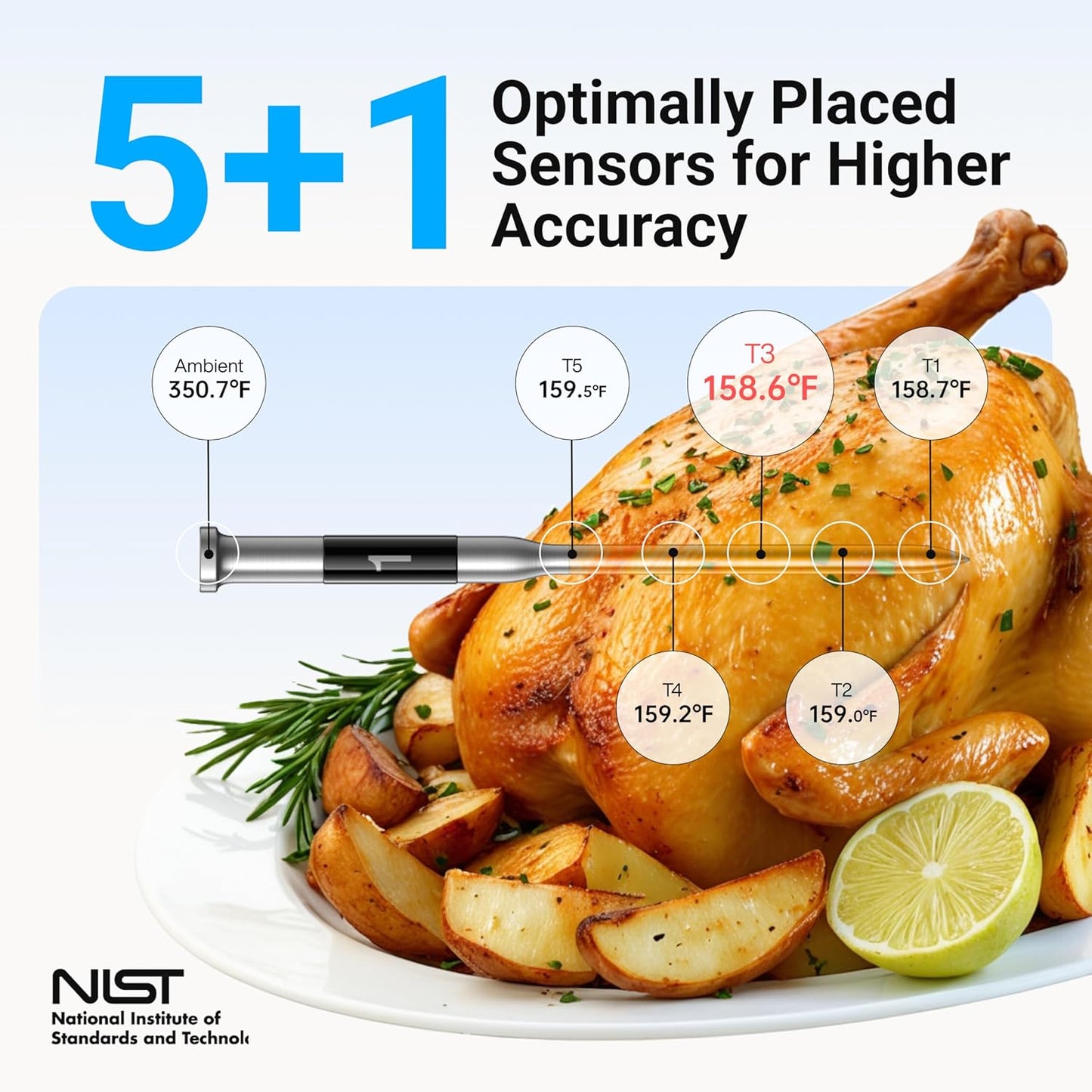 ThermoMaven Smart Bleutooth Wireless Meat Thermometer, Standalone Base, WiFi Unlimited Range, NIST Certified Accuracy, Smart App Alerts for Grill, Oven, Smoker, BBQ, Gray