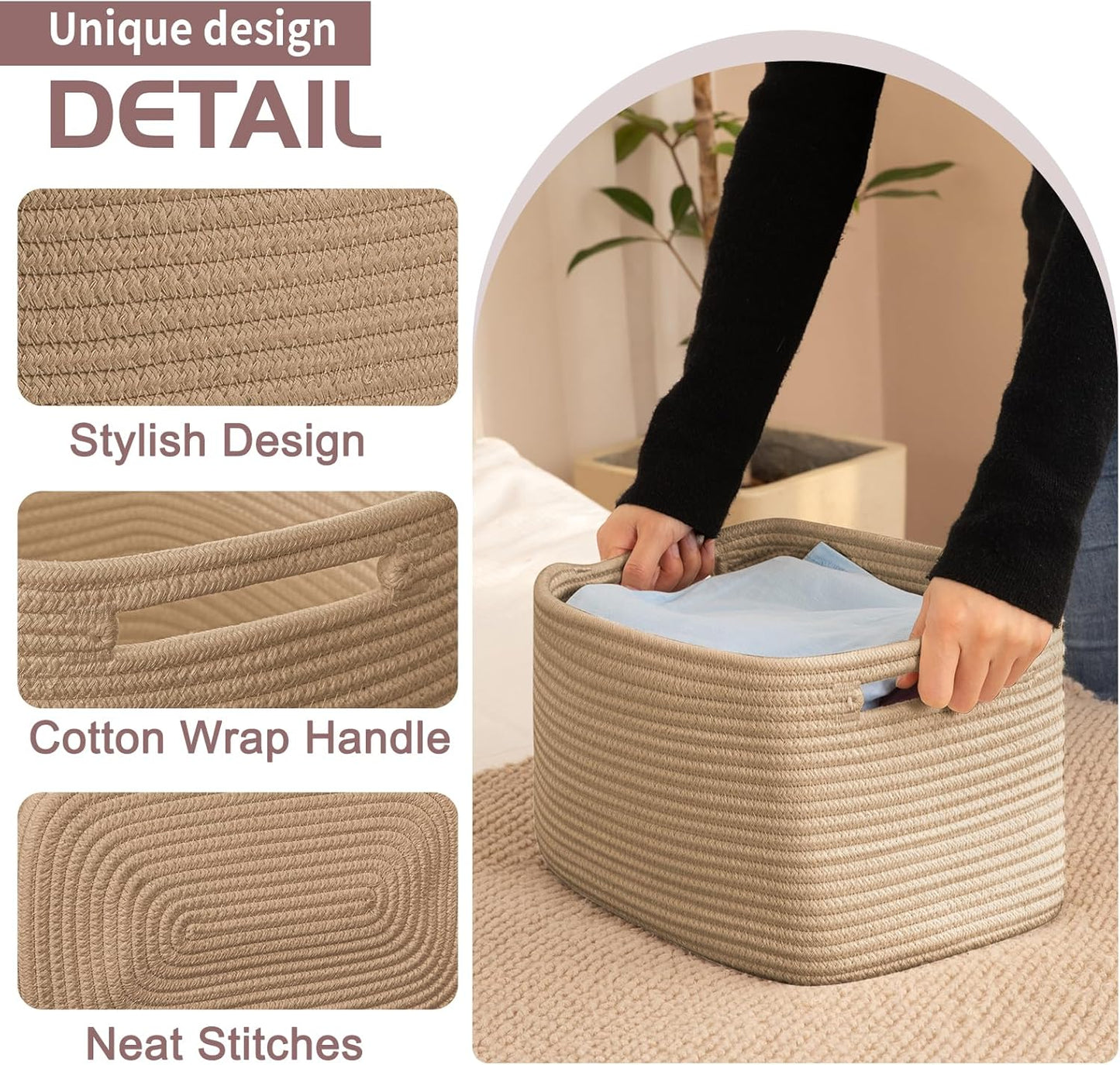 OIAHOMY 4 Pack Storage Baskets for Organizing 15L Cube Storage Bins Yellow
