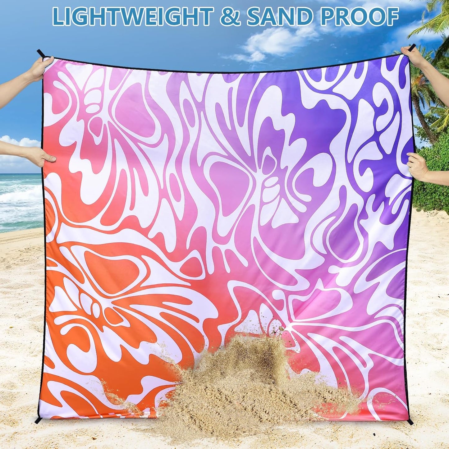 WIWIGO Beach Blanket Waterproof Sandproof Beach Mat 79" X 83"/10'x9'for 2-8 Adults Quick Drying Outdoor Picnic Mat Beach Accessories for Travel, Camping, Hiking