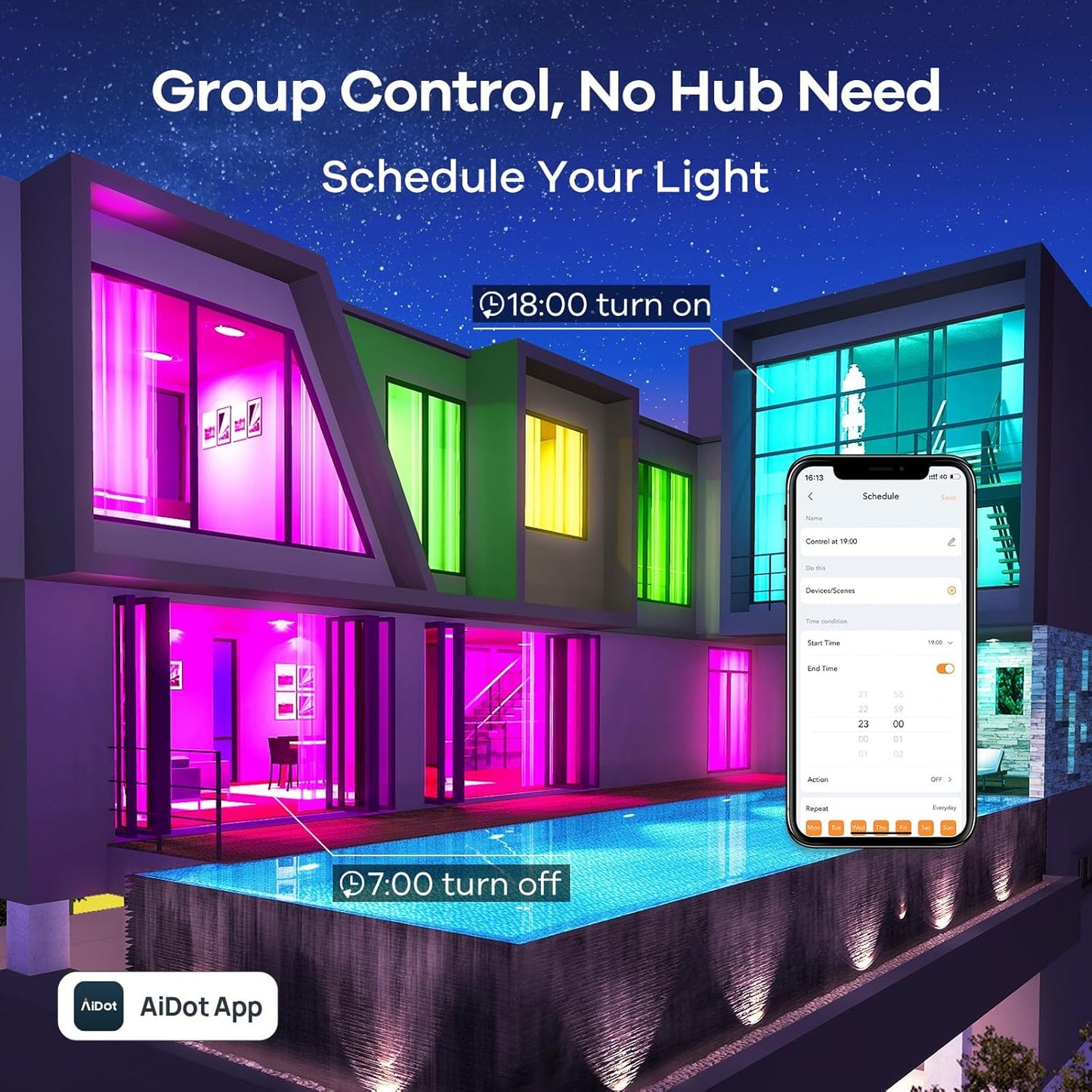 Linkind Smart Light Bulbs, Smart Bulb that Work with Alexa, Google Home, AiDot, LED Light Bulbs Color Changing RGBTW, 104 Preset Scene, Music Sync, Dotis, A19 E26 2.4G WiFi Bluetooth 60W 800LM, 4Pack