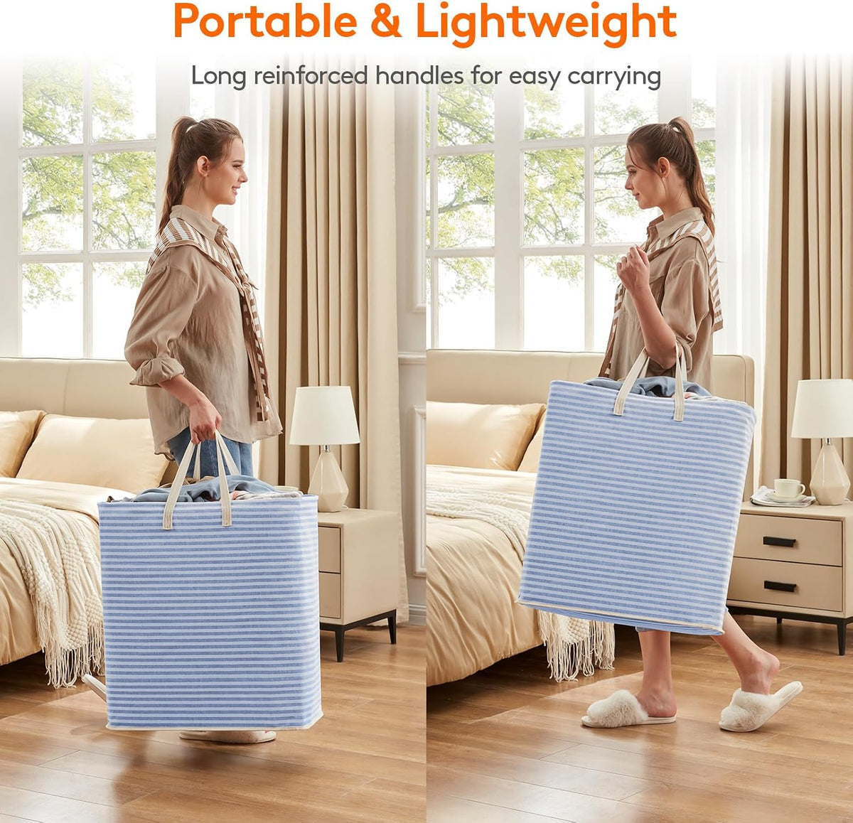 Lifewit 100L Large Laundry Baskets, 2 Pack, Reinforced Handles, Blue